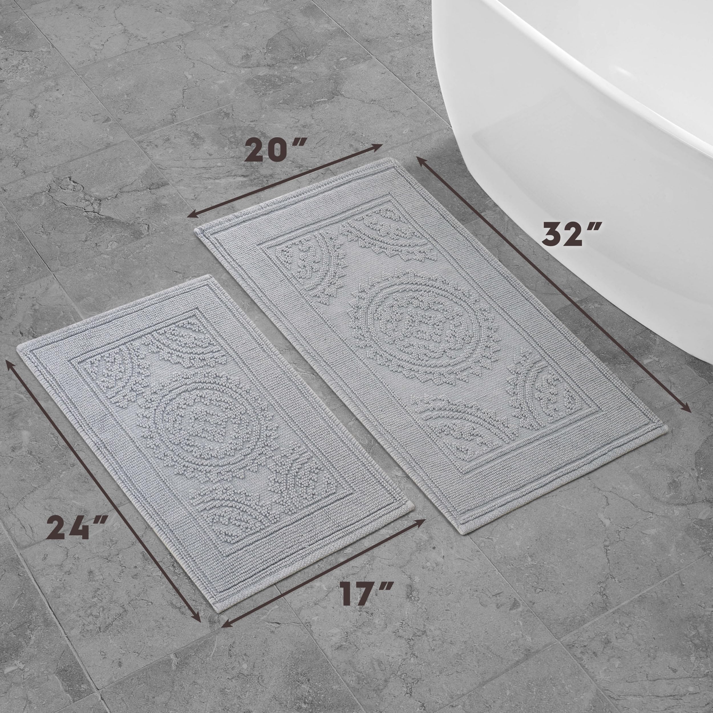 Jean Pierre Alfombra de baño algodón de Nueva York Stonewash medallón, Gris, 17x24/20x32 in. Set
