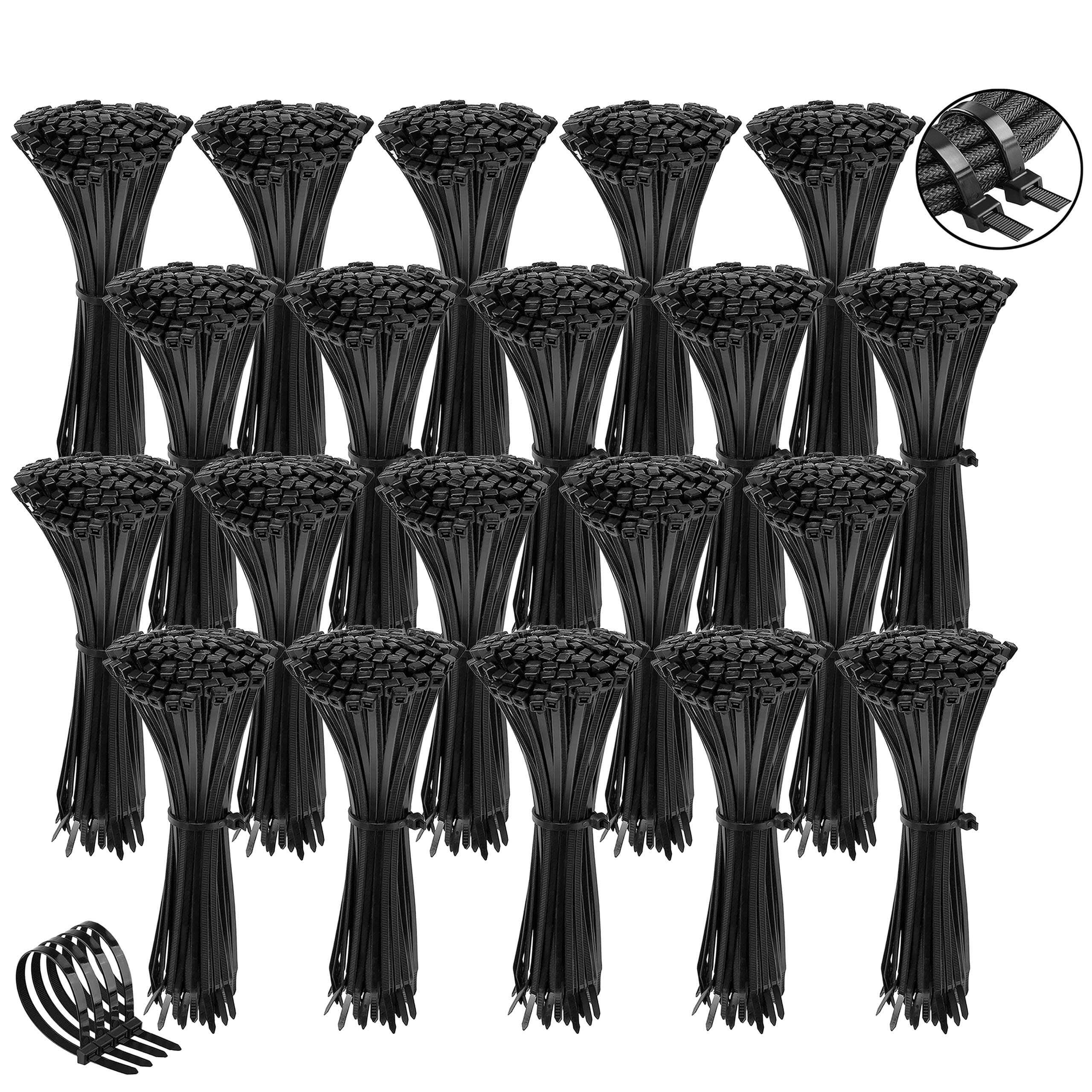Bridas de plástico de poliamida, Bridas negras para cables, anchura 4,8 mm (370x4,8 mm- 2000 piezas)