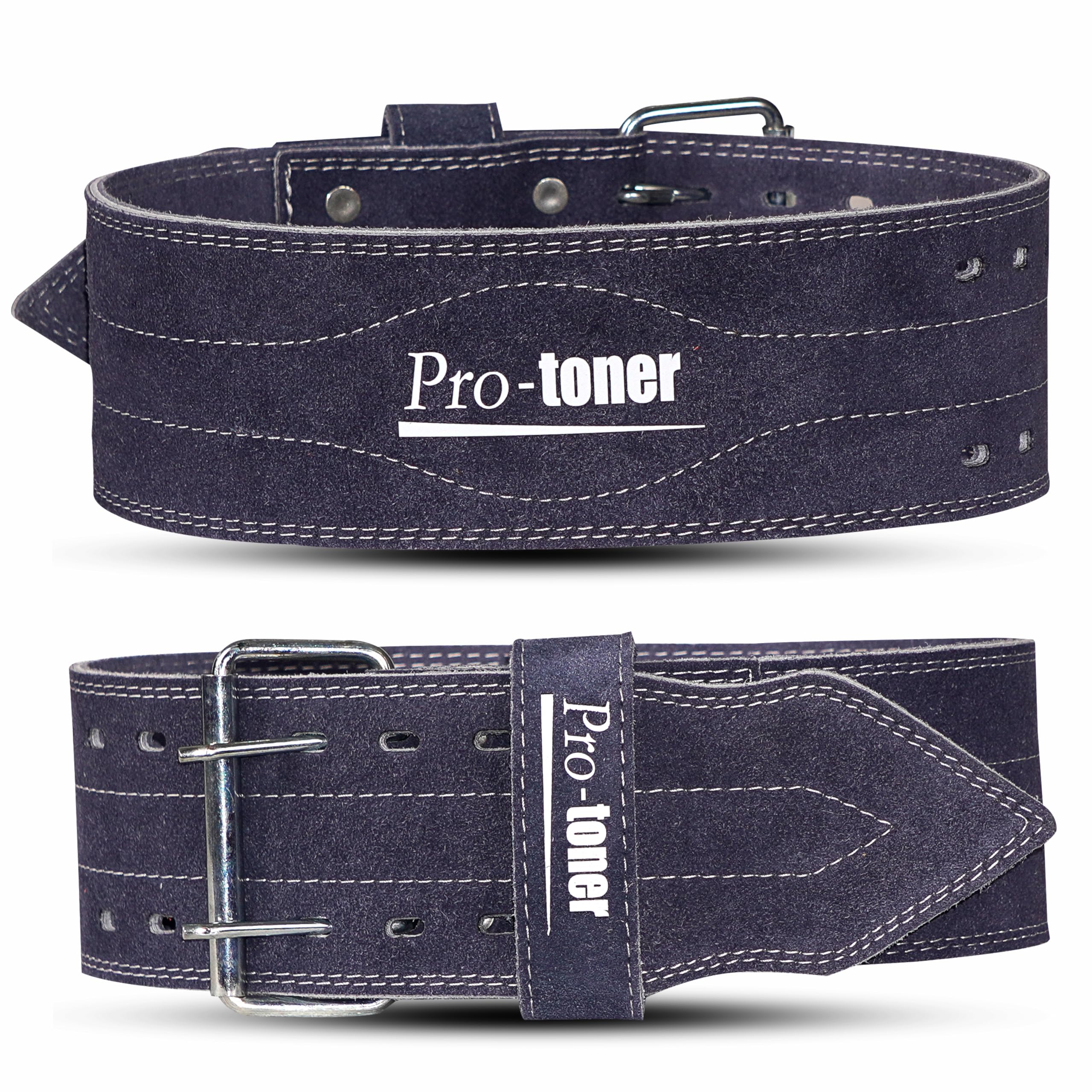 Protoner Suede Leather Weight Lifting Gym Belt | Powerlift Gym Belt for Heavy Workout | Professional Heavy Weightlifting Belt - Olive Green (Blue, XXL)-image-36