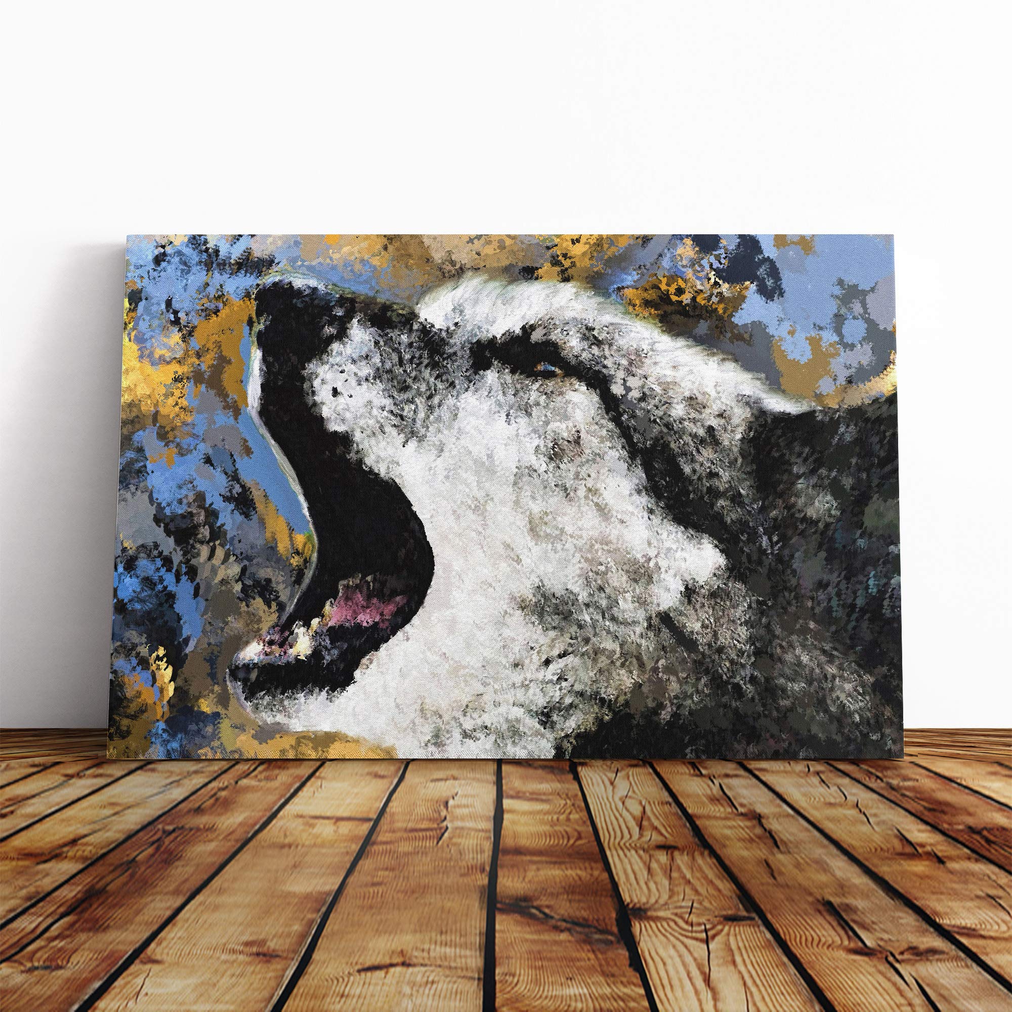 Wall Abstract Wolf Art (7) Canvas Print | Gallery Wrapped 30mm Frame Wall Art | 30x20 inches | Ready to Hang | Abstract Animals Picture | Living Room Bedroom Lounge Office