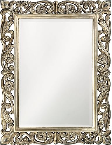 Howard Elliott Chateau - Espejo de pared rectangular para colgar marco de trabajo con desplazamiento decoración del hogar espejos enmarcados para