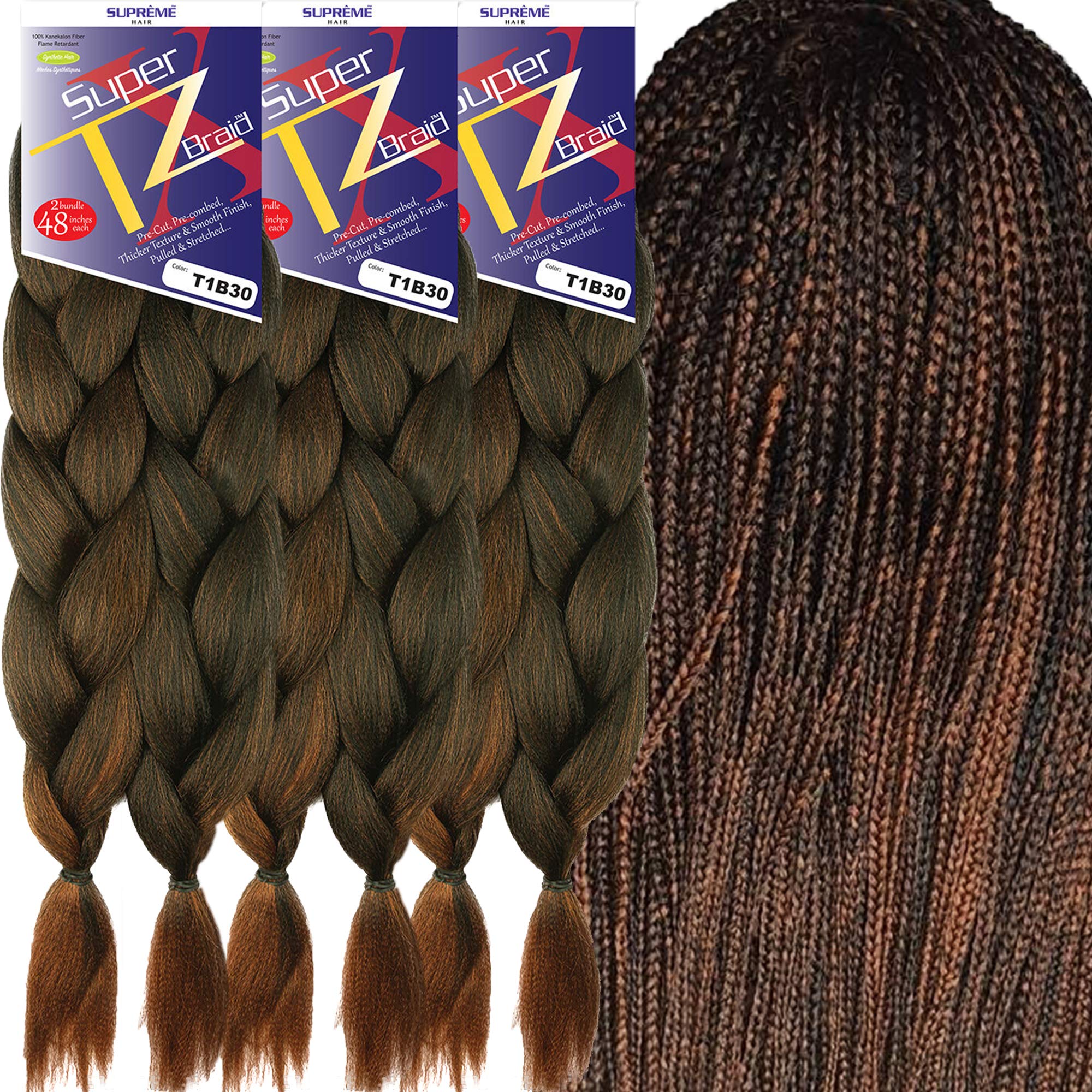 Pre-Stretched Braiding Hair Extensions – 48 Inch Long Unfolded – 6 Bundles Total – Xpression 100% Kanekalon Hair Extensions – TZ Braid Hair Extensions