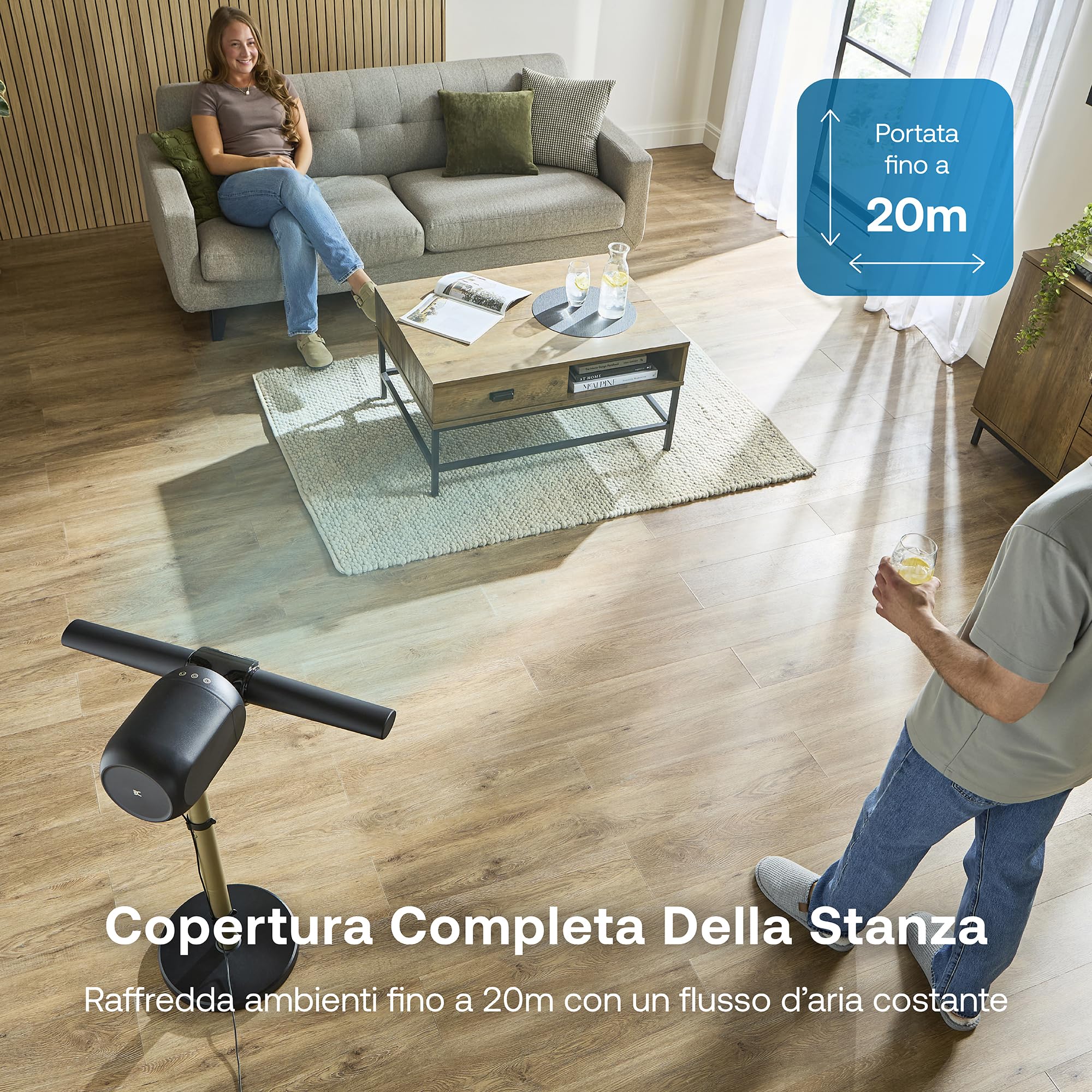 Dimplex FlexBlade Ventilatore Senza Pale, Doppia Uscita 2×180°, Oscillante 90°, Portata 20m, Silenzioso (36dB), 5 Velocità, Telecomando Magnetico, Timer | Design senza pale con 2 prese d'aria indipendenti a 180°, 5 livelli, solo 36 dB, timer da 10 ore, to
