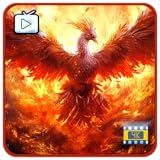 燃え盛るフェニックスの再生 – 炎の翼を広げて舞い上がる威厳ある火の鳥と、壮大なアンビエント光を放つスリープタイマー付きFire TVスクリーンセーバー