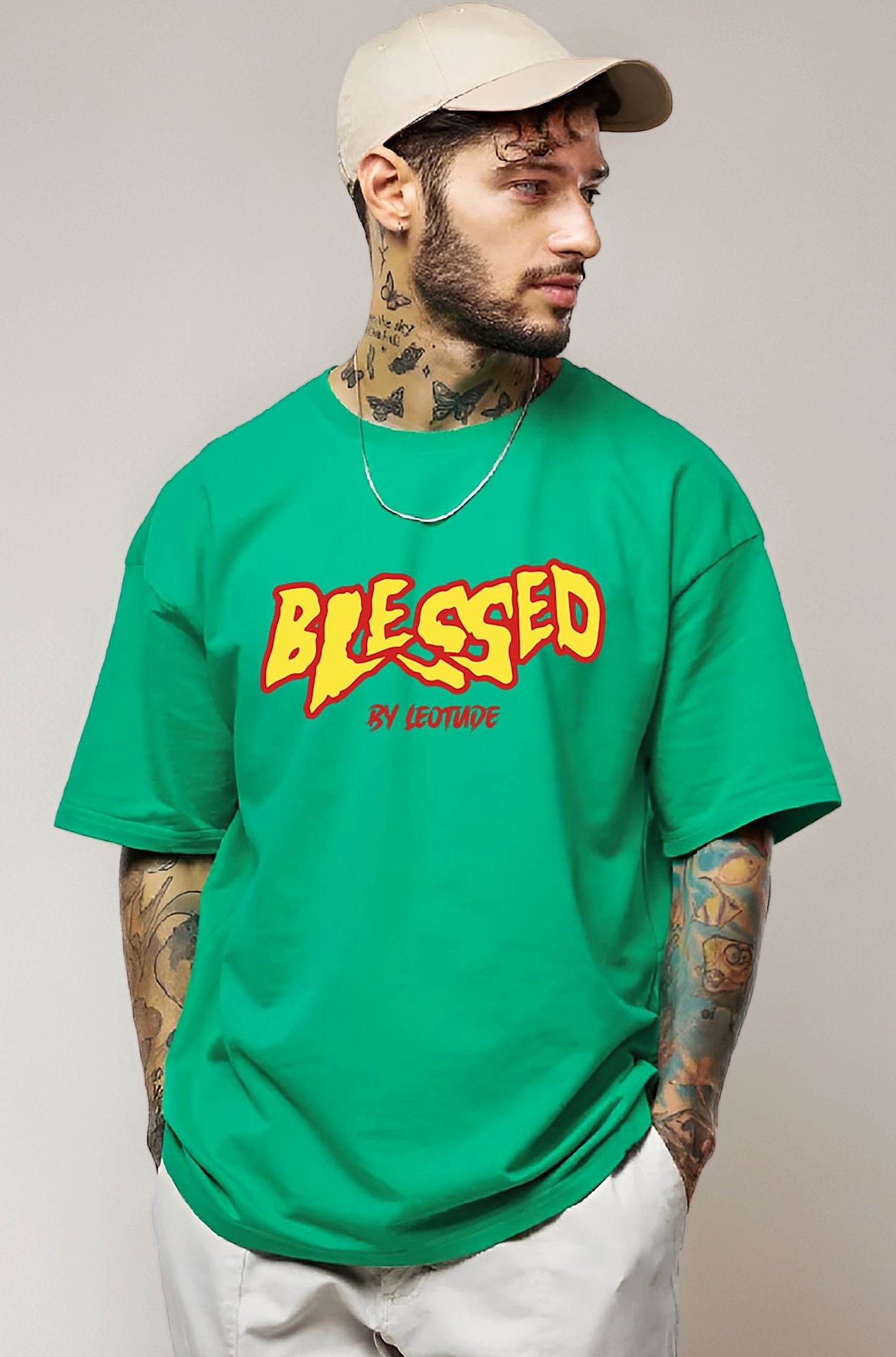 Men's Cotton Regular Fit Half Sleeve Oversized Tshirt, Round Neck Longline Drop Shoulder | ful Printed T-Shirt