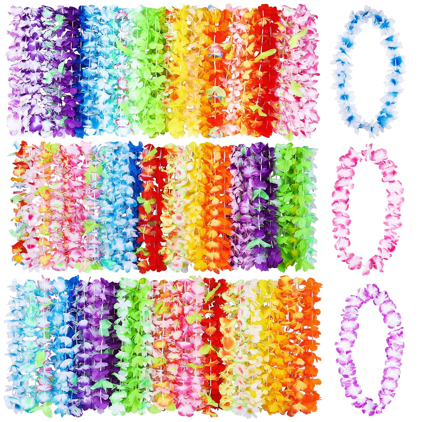 Frasheng 60 Pezzi Ghirlanda Hawaiana Collana,Tropicale Ghirlande Hawaii Hula,Hawaiana Luau Leis,Collane Hawaii Fiori,Decorazioni Feste Hawaiane Leis per Tropicale Spiaggia a Tema Festa Decorazioni