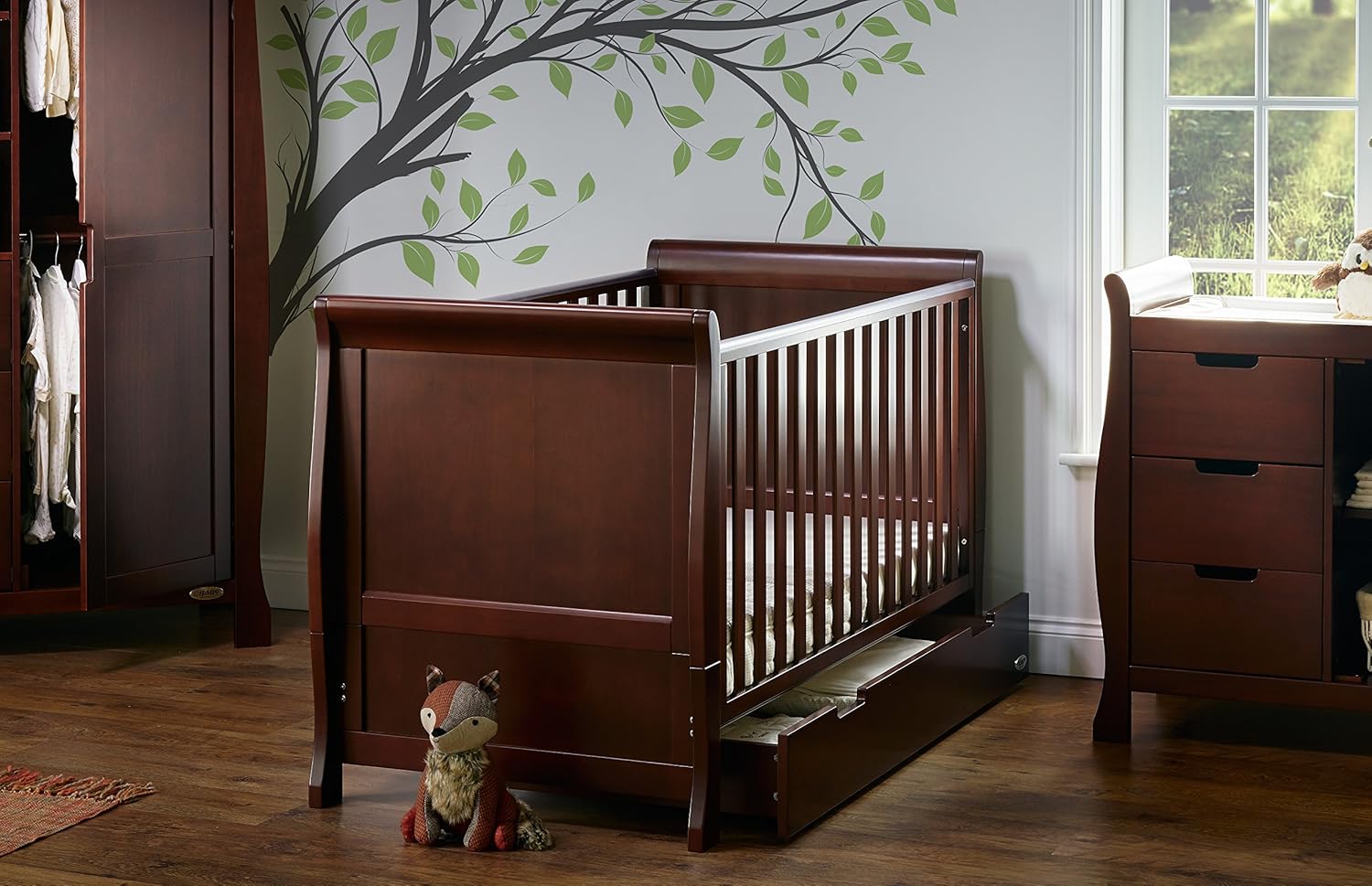 obaby grace cot bed walnut