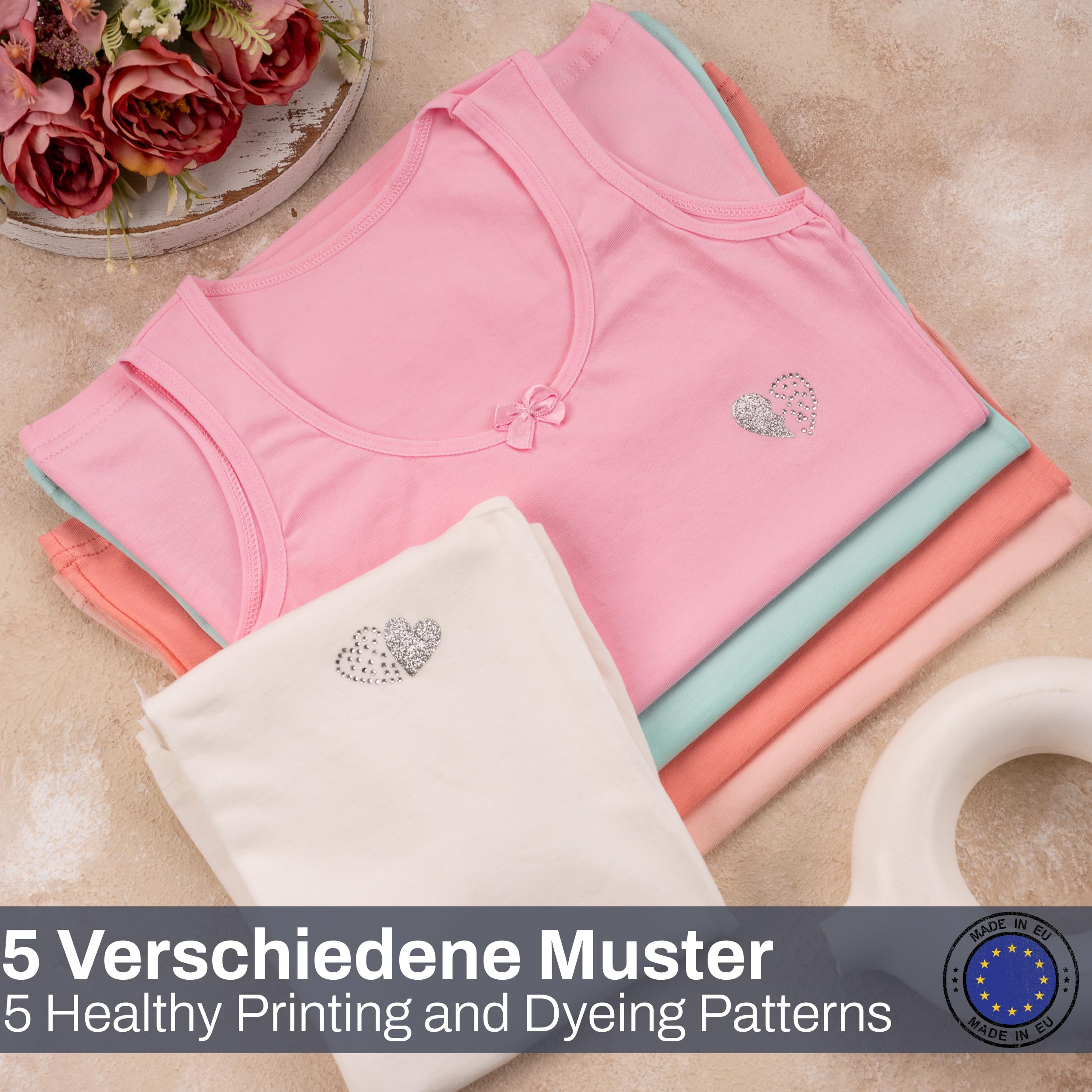 LOREZA ® 5 Camisetas de Tirantes Interiores para Niña 2-13 años