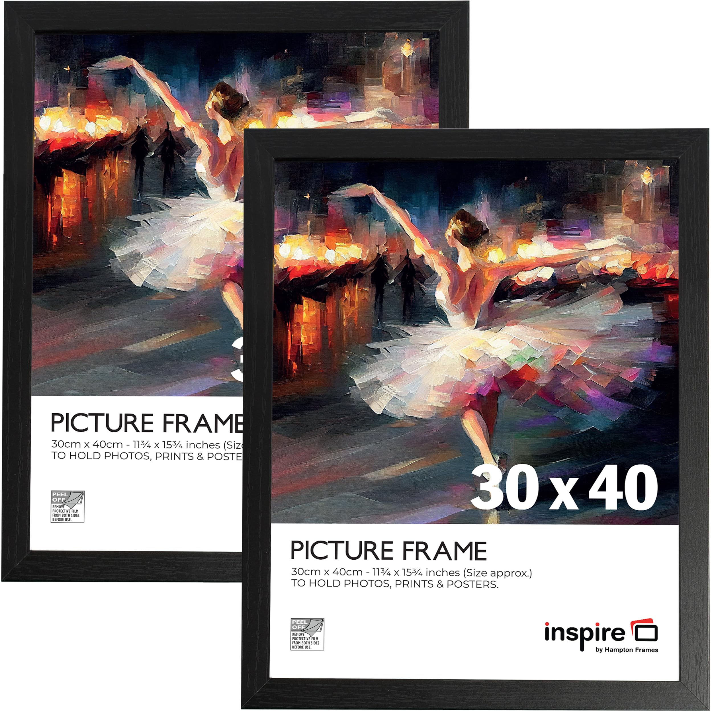 inspire by Hampton Frames, Black, 30x40cm (11.8"x15.7")