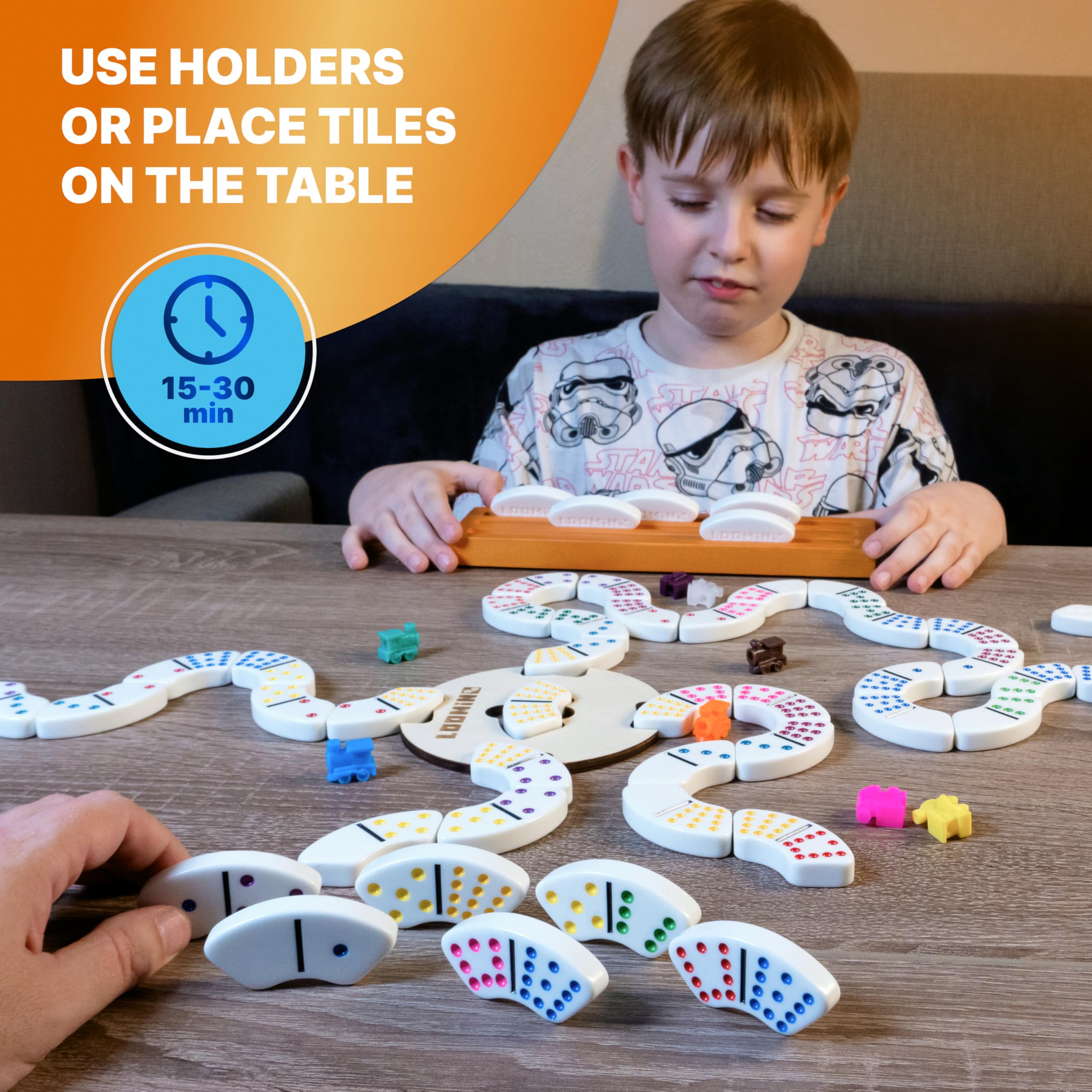Queensell Mexican Train Dominoes Set - Board Games for Kids and Adults - Dominos Set for Adults - Loomino - Image 3