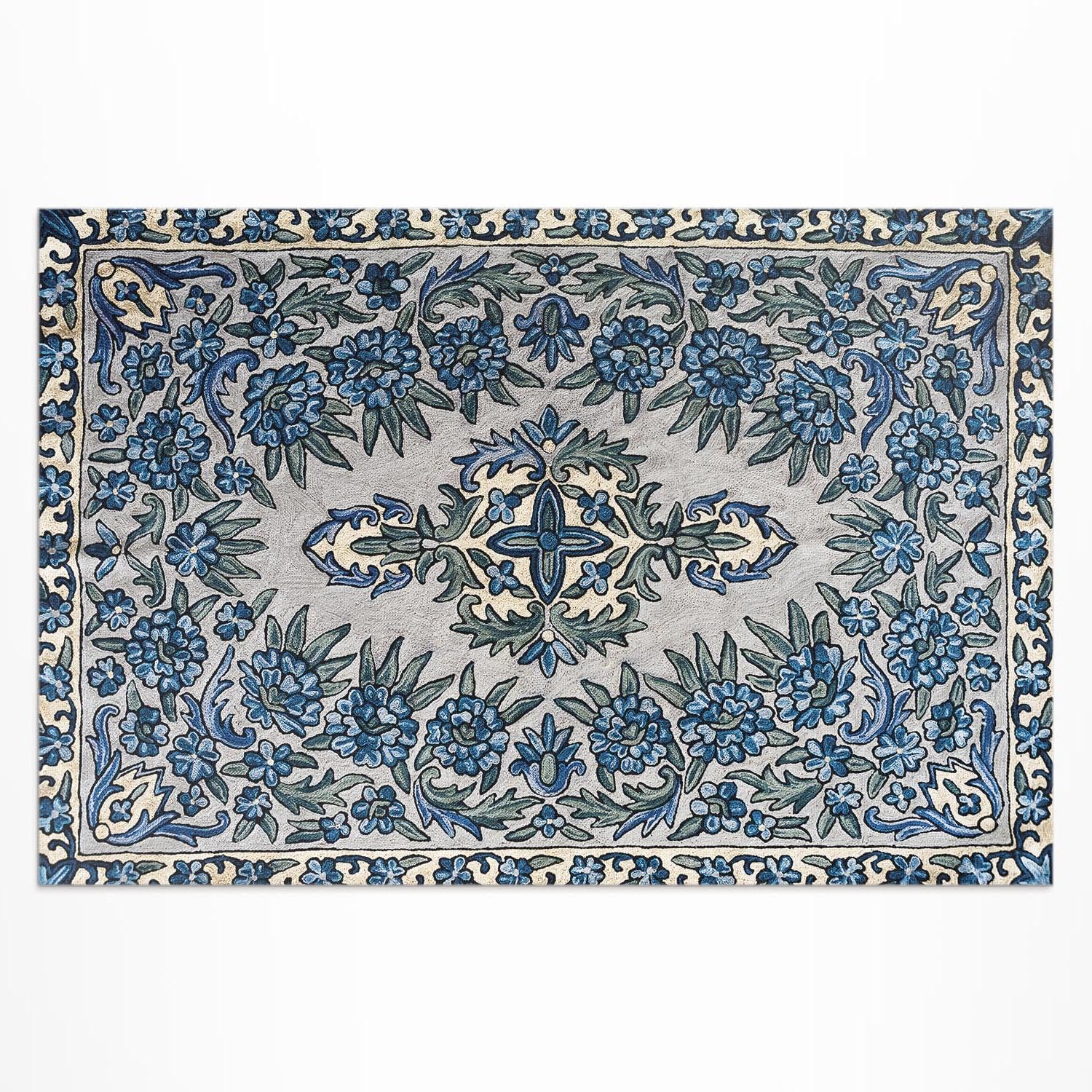 Tapis d'extérieur 80x120 cm rectangle en PVC Népal brodé imperméable pour porche