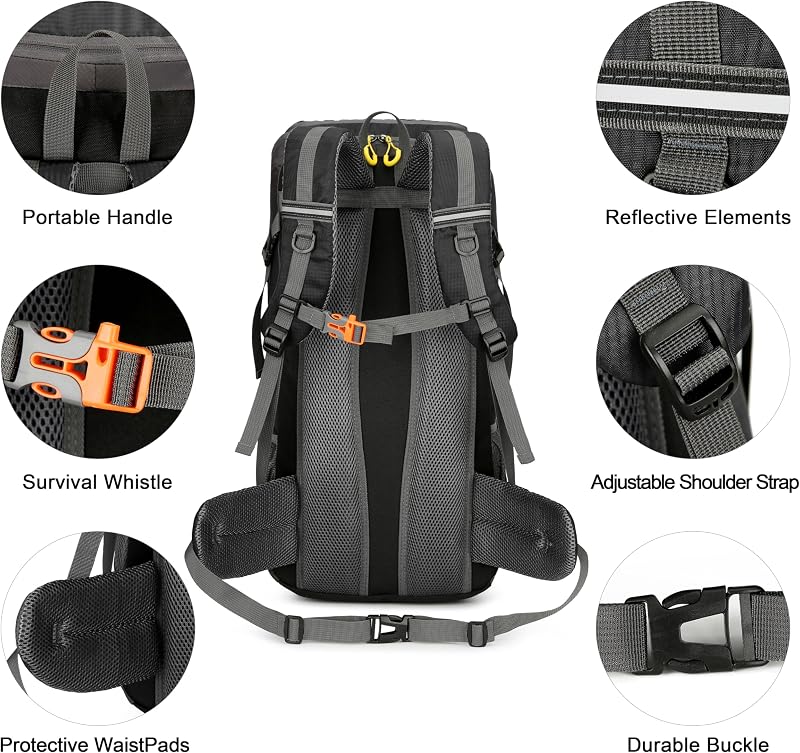 Mingfuxin 50L Vízálló Túrahátizsák - Unisex Trekking Hátizsák Esővédővel, Túrázáshoz, Hegymászáshoz, Kempingezéshez és Utazáshoz