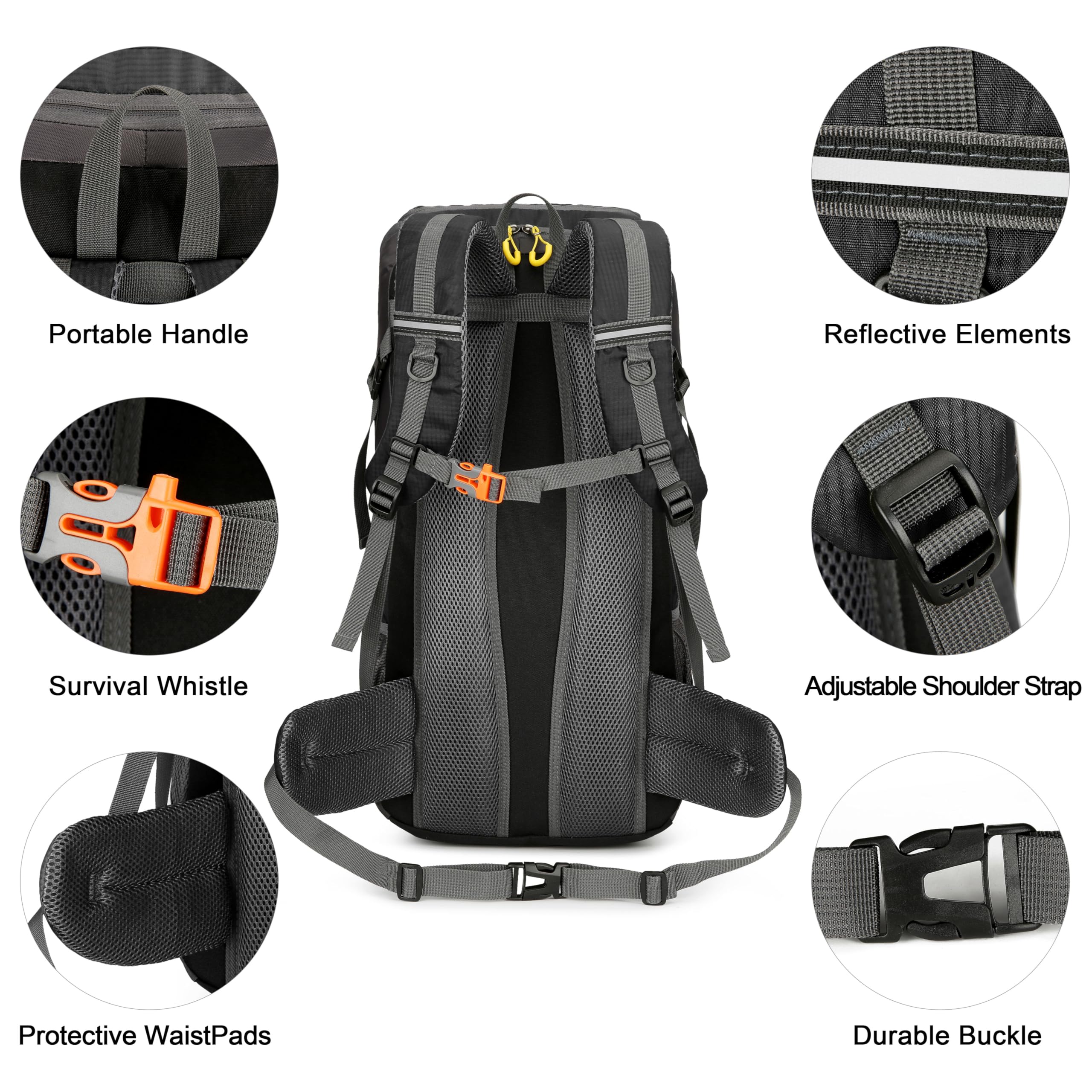Mochila de Senderismo 50L, Ligera Impermeable Mochilas Trekking Viaje Con Cubierta De Lluvia Mochila Deportiva Al Aire Libre Para Escalada Acampar Turismo Hombre Mujer