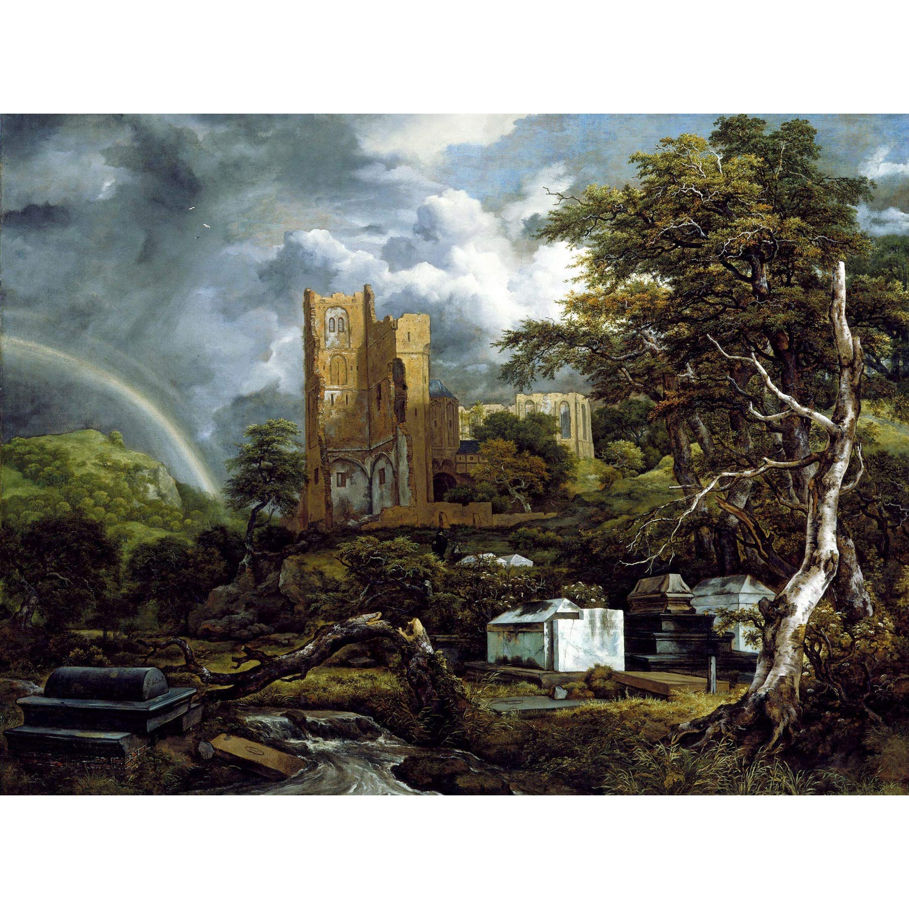Van Ruisdael Jewish Cemetery Landscape Painting Large Wall Art Print Canvas Premium Mural