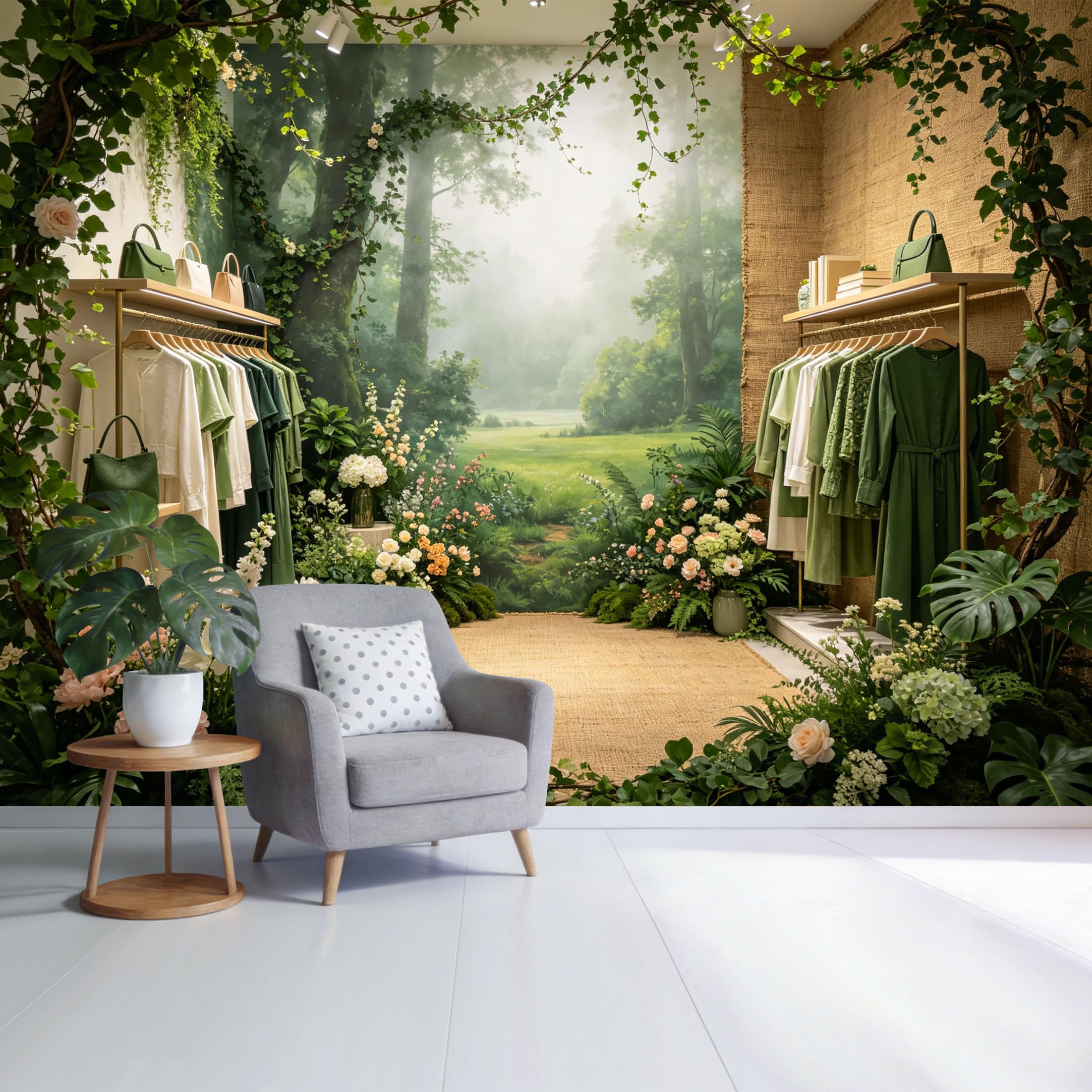 Custom Size Wall Mural Forest Landscape Botanical Garden Greenery Flowers Nature Scene SelfAdhesive Wall Fabric Removable Wallpaper for Home Office Decor