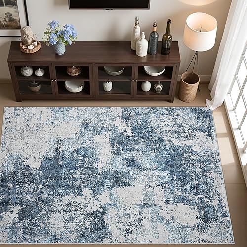 Miniatura 102 de Alfombra de área para sala de estar: alfombra lavable de 5 x 7 con respaldo antideslizante, no desprende pelo, resistente a las manchas, plegable