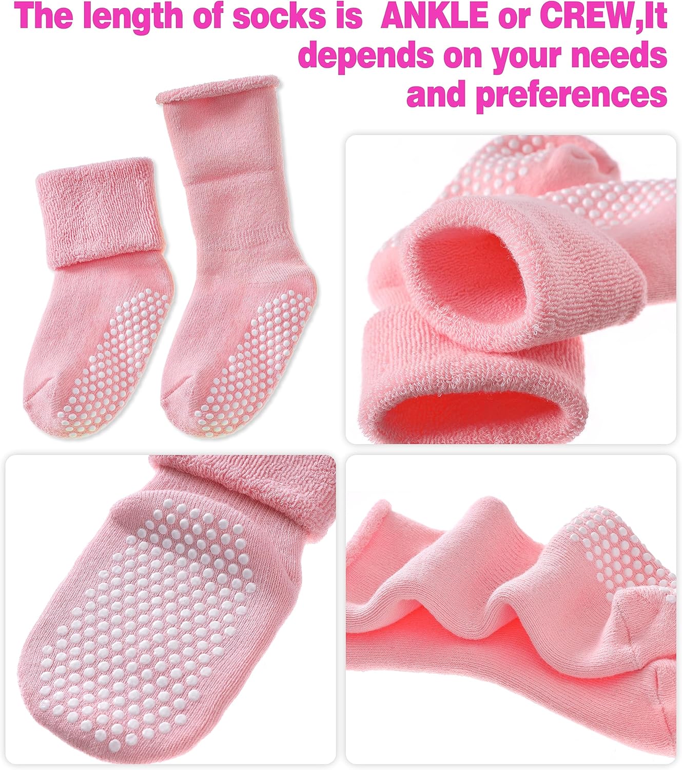 SDBING Baby Boys Girls Grips Socks Infant Toddlers Kids Non Slip Warm Thick Cotton Ankle Crew Socks with Grippers - Image 5