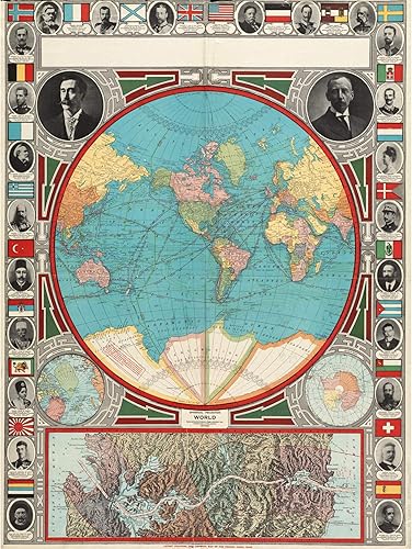 GPC 1913 World Map Colonial Power Panama Canal Large Print Poster Wall Art Decor Picture