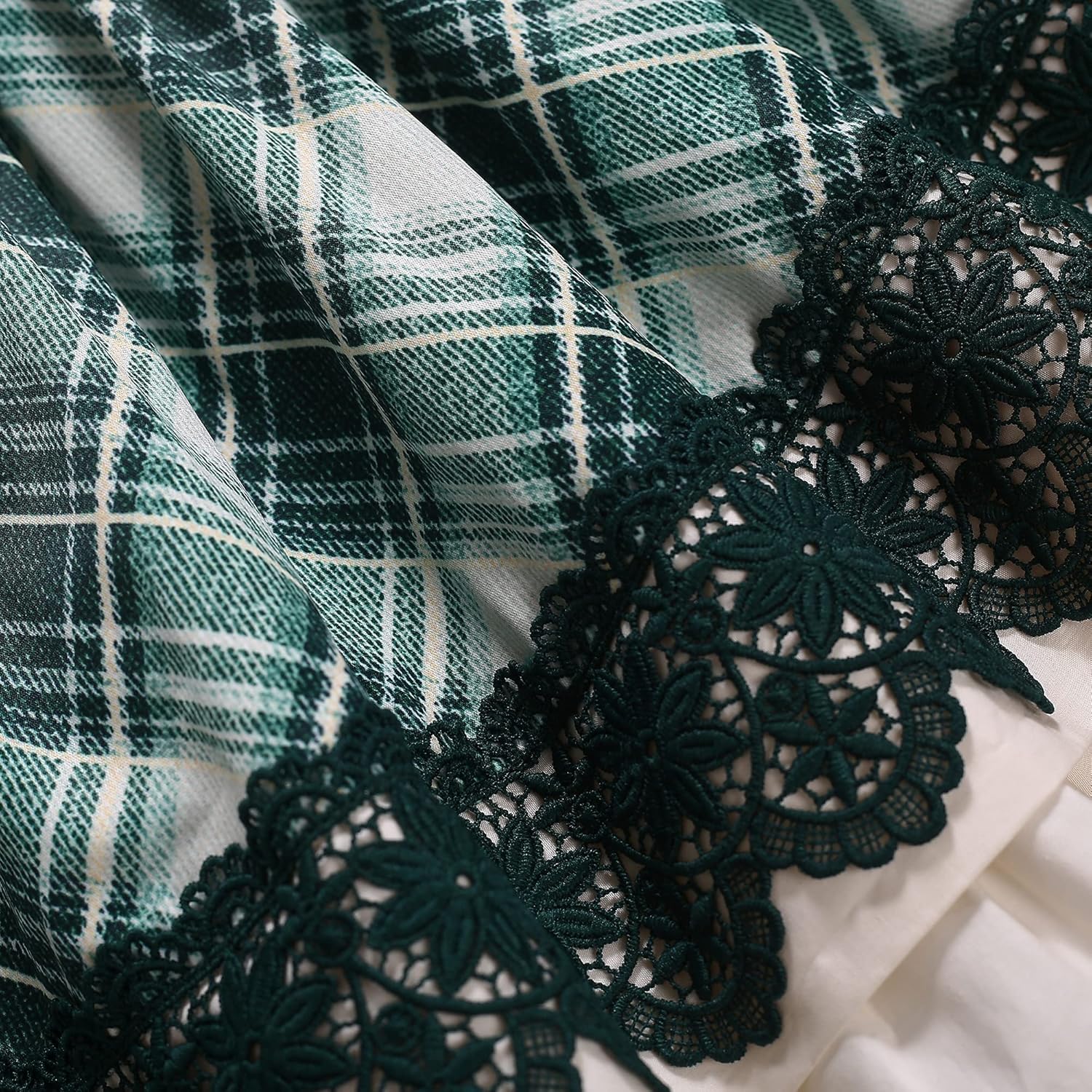 Pettigirl Girls Vintage Winter Christmas Green Plaid Lace Ruffle Casual Clothing Toddler Fashion Holiday Dresses - Image 5