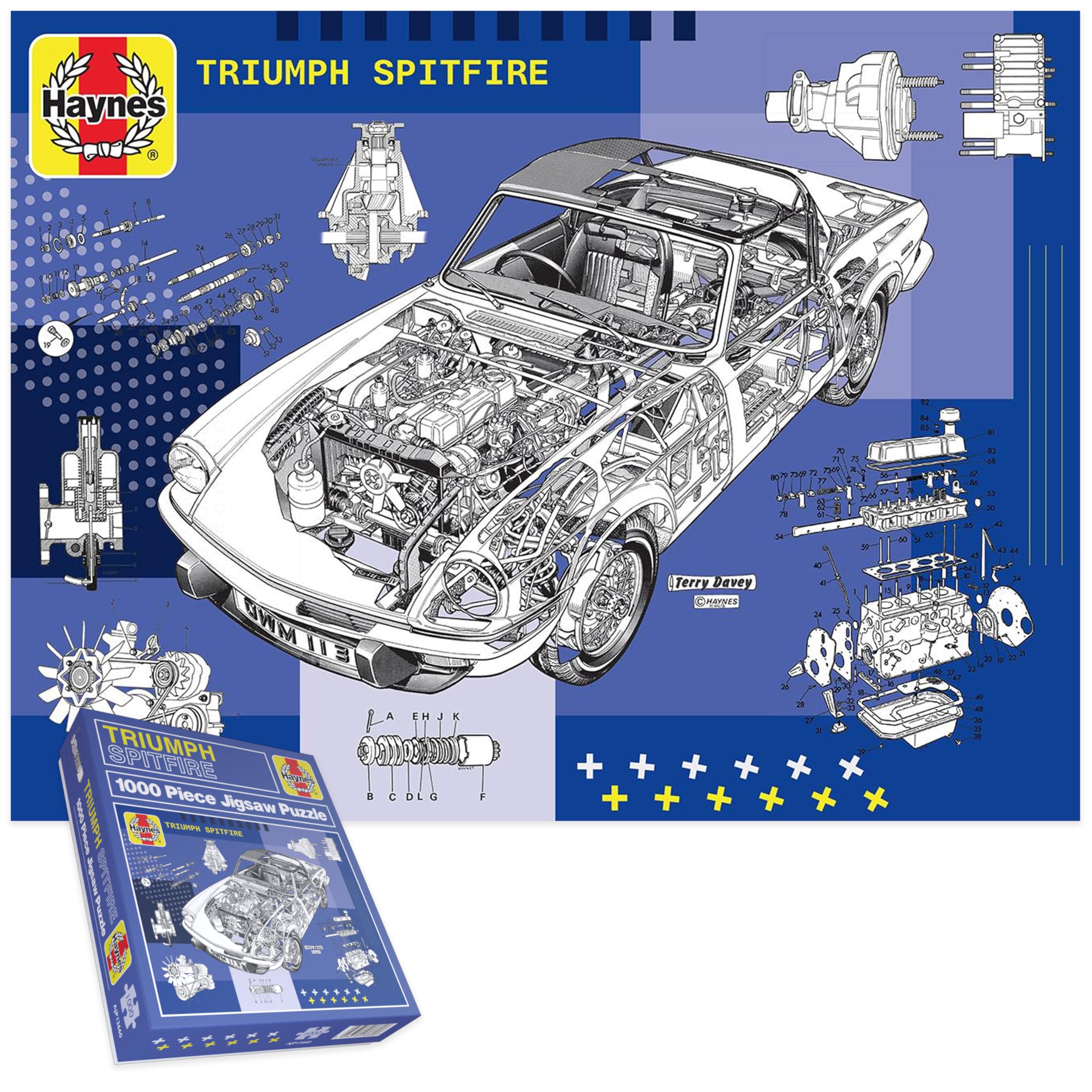 Haynes 1000‑Piece British Sports Car Puzzle Collection – Classic Triumph & MG Models, Premium Vintage Automotive Jigsaw Gift for Car Enthusiasts (Triumph Spitfire)