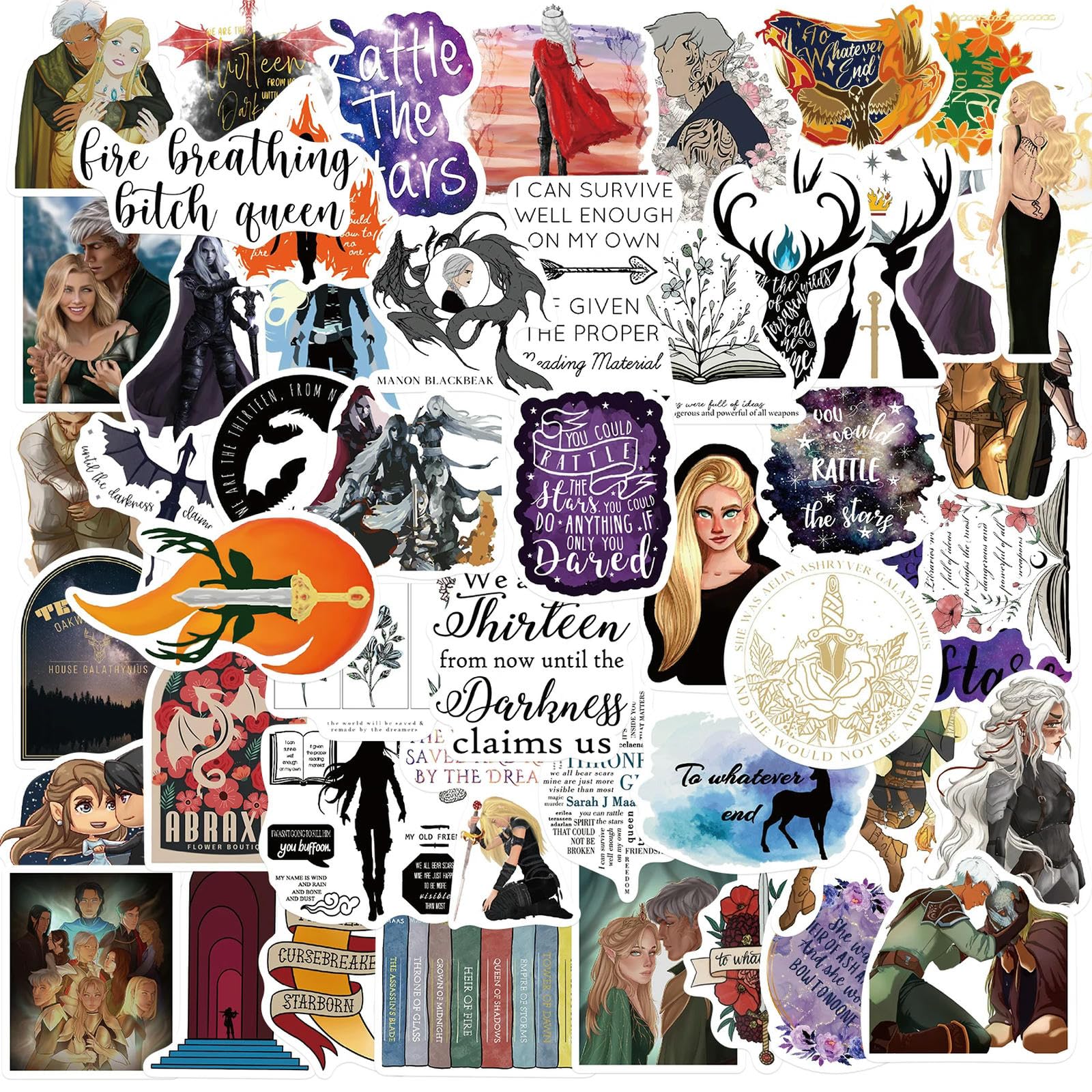 50PCS Throne Of Glass Scrapbook Stickers DIY Diary Laptop Luggage Skateboard Graffiti Decal Fun Stylish Classic Toys