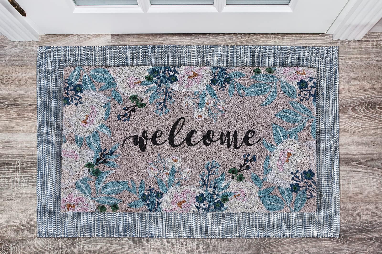 VCNY HomeMainstays | Heathered Collection | Blue Flatweave Indoor/Outdoor Layering Rug, 24" x 36"