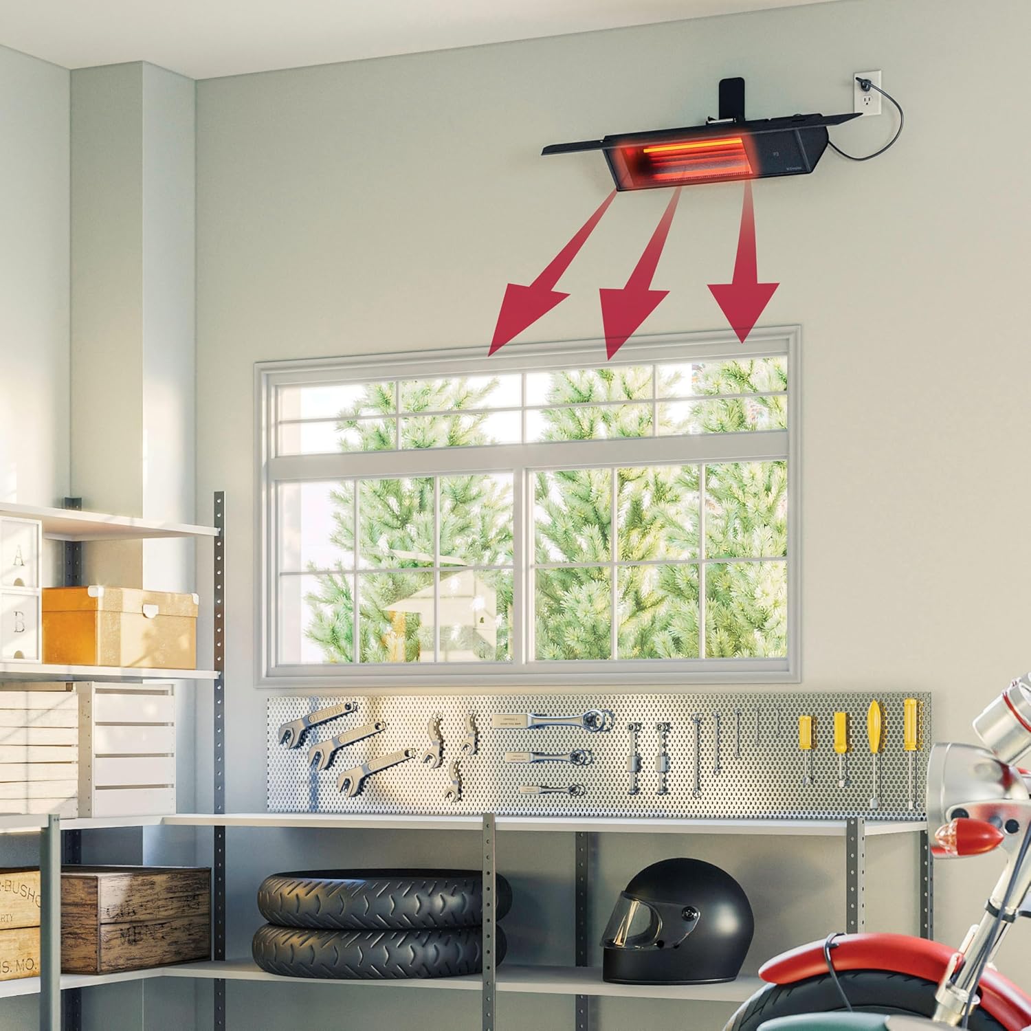 Dimplex Infrared Plug-in Patio Heater, Weatherproof, Black, 1500W, 120V - Premium Radiant Heater for Indoor and Outdoor With Remote Control - Electric Outside Heater Perfect for Wall Mount Application