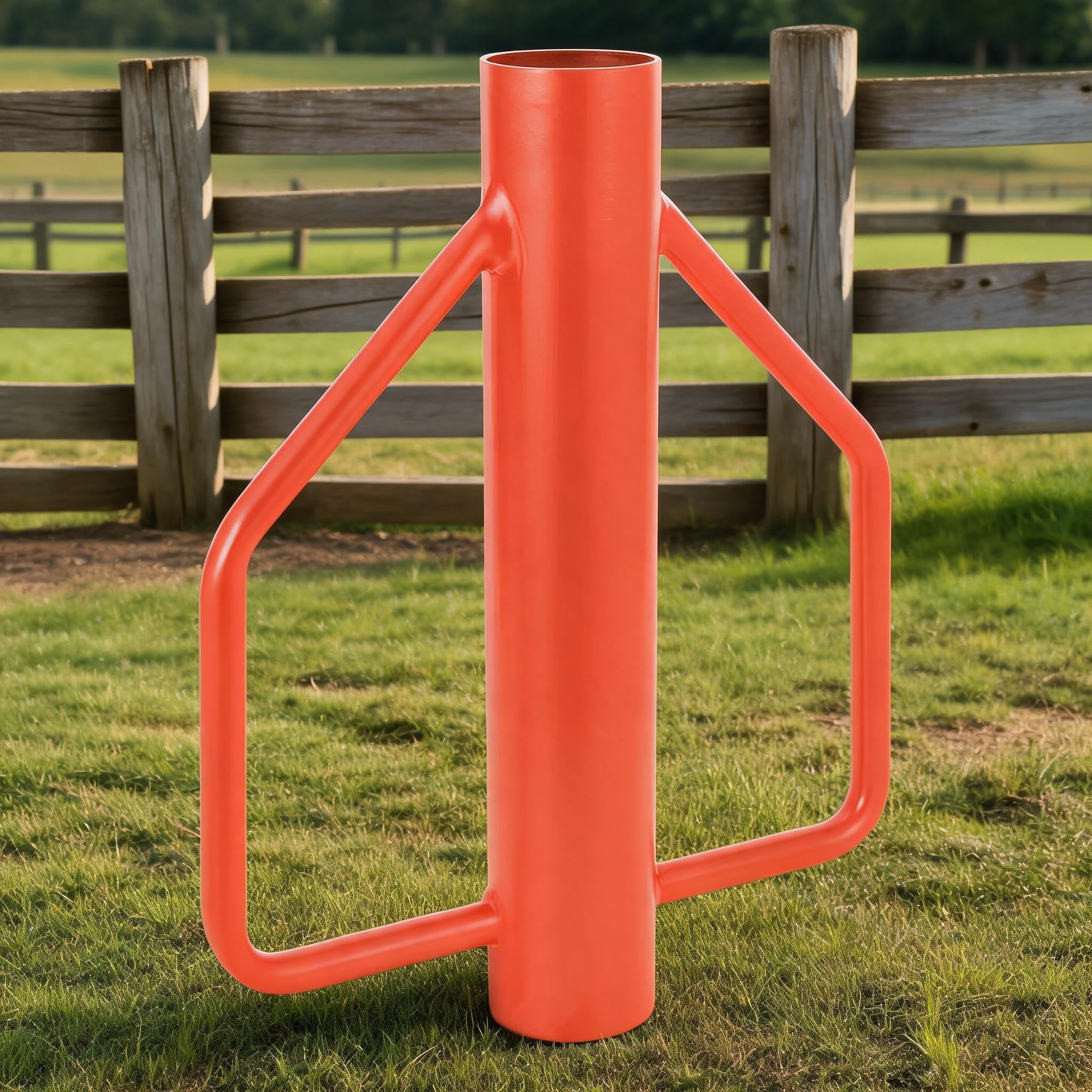 Aptliton Heavy Duty Steel Fence Post Driver – Ergonomic Handles for Superior Grip – Manual T-Post & U-Channel Pounder for Metal, Wooden, Garden Fencing, Landscaping – 12 lbs, Orange Color