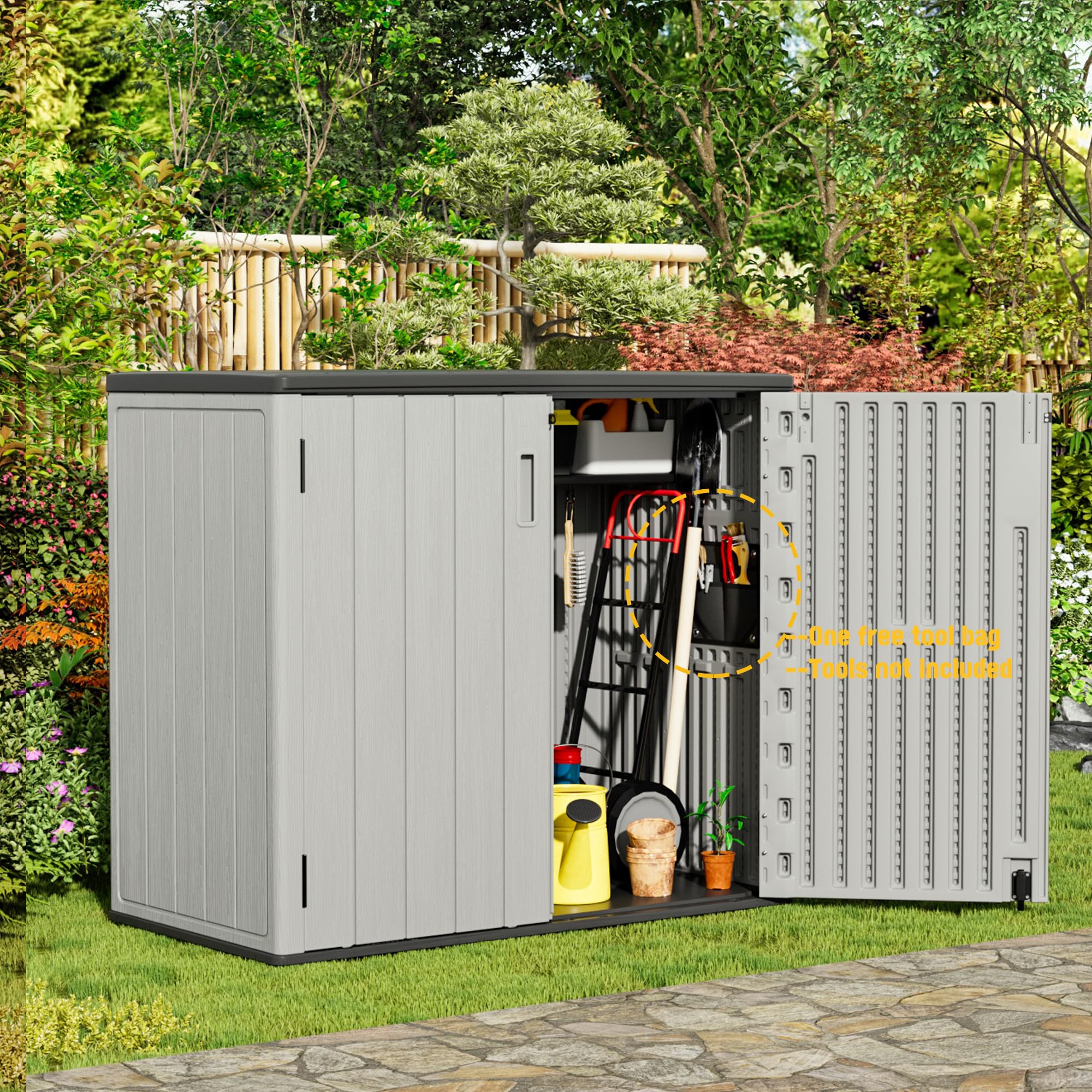 Mrosaa Large Outdoor Storage Box,Resin Sheds&Outdoor Storage Waterproof/Lockable — product photo