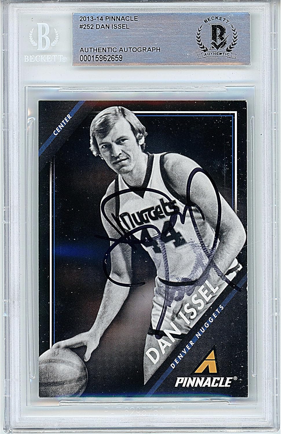 Dan Issel Autographed 2013 2014 Pinnacle #252 Basketball Trading Card Slab Beckett BAS Authentic Slabbed COA Played For Denver Nuggets NBA University of Kentucky Wildcats