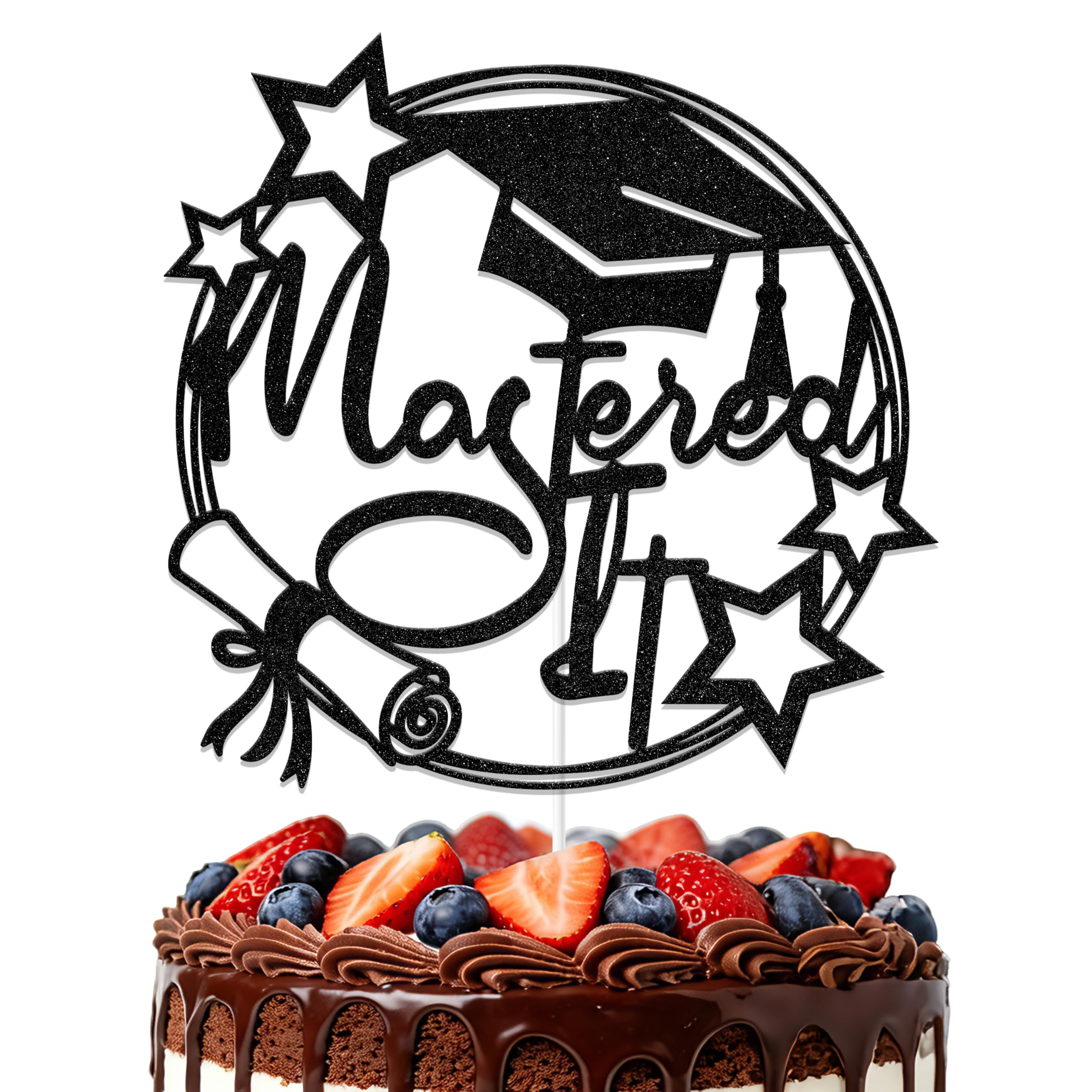 Aumccxz Mastered It Cake Topper Mastered It Graduation Decorations Masters Graduation Decorations Black