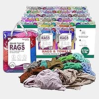 Vista 14 de Trapos de limpieza de punto de algodón, bolsa de 10 libras (aprox. 60-70 unidades) – Bolsa de trapos para pintores, mecánicos, detalles automáticos