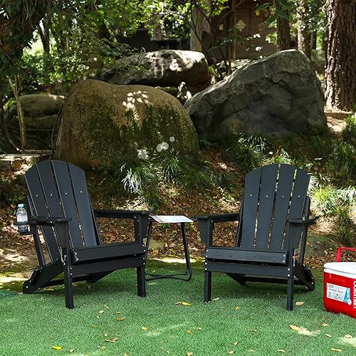 Miniatura 4 de Sillas plegables Adirondack para patio, sillas de césped, para exteriores, fogatas, resistentes a la intemperie con portavasos para terraza, patio