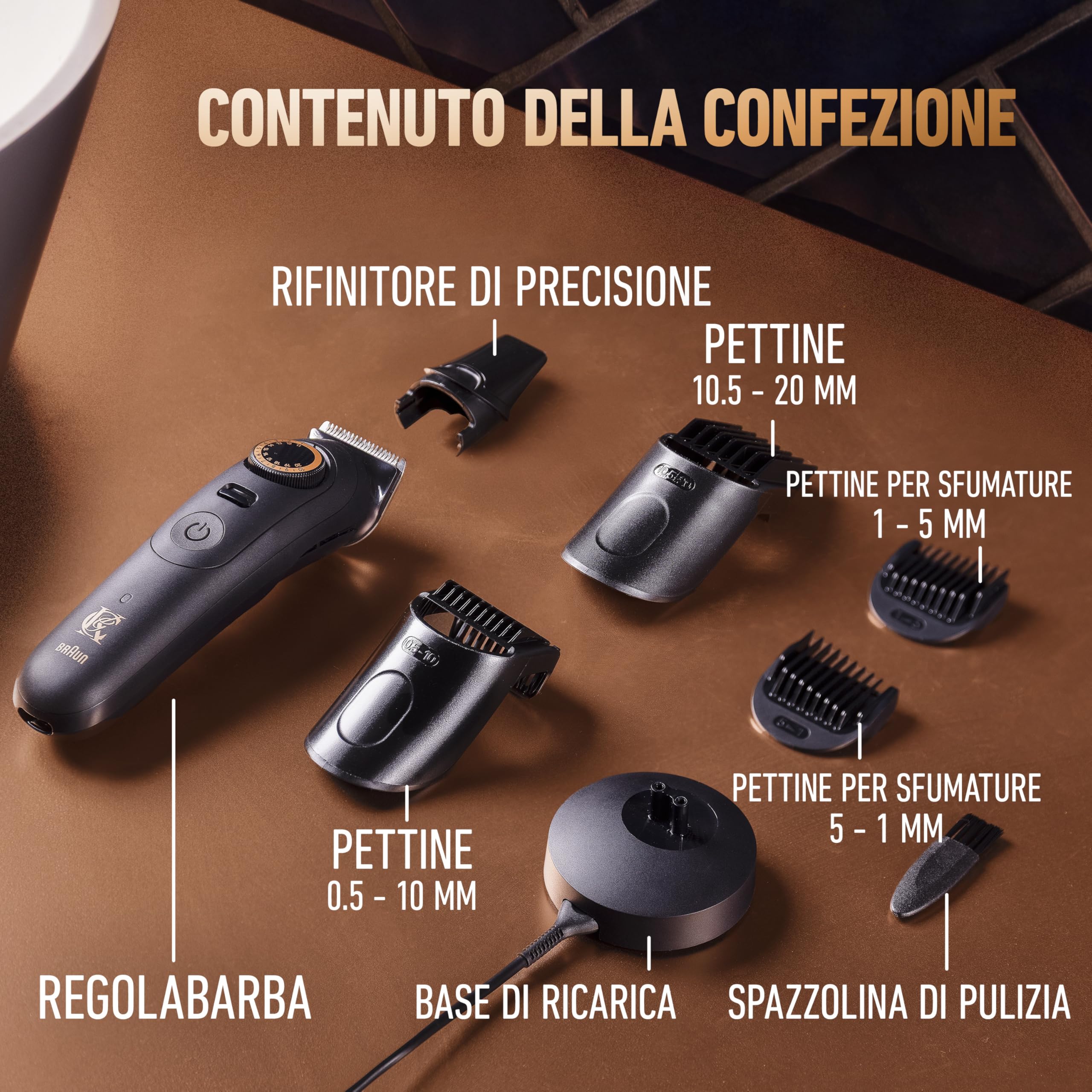 King C. Gillette Rasoio Elettrico Barba Pro Max con Accessori | Regolabarba Uomo Senza Fili, 40 Impostazioni Lunghezza, Blocco Sicurezza, Spazzolina Pulizia, 4 Pettini, Base Ricarica