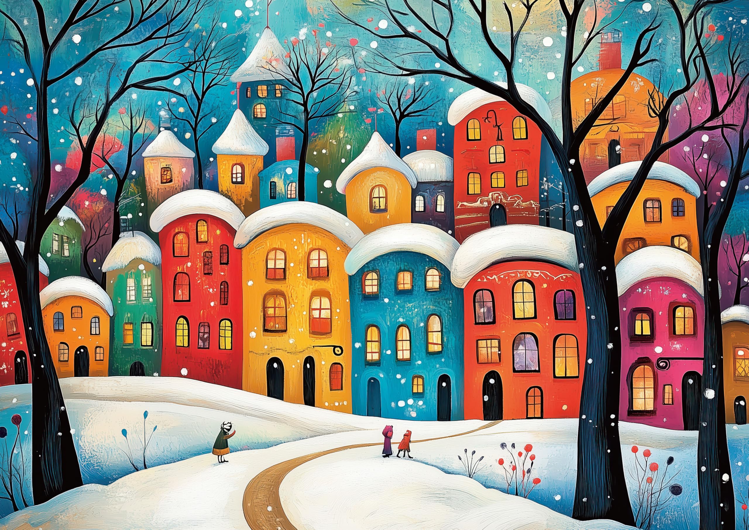 AveJoys Jigsaw Puzzles for Adults 1000 Piece Snow Dream Town 27.56 x 19.69 Inch Jigsaw Puzzle for Adults Educational Game 1000 Pieces Puzzles for Adult