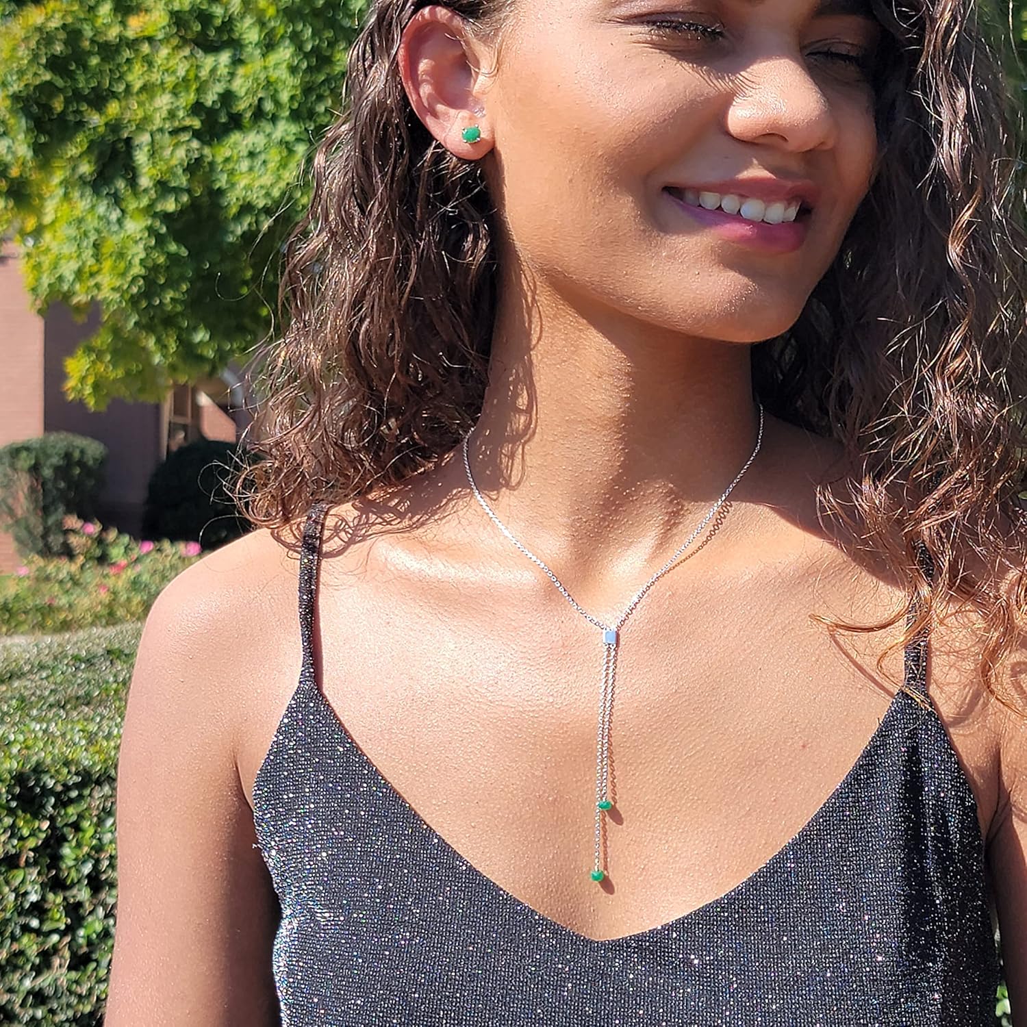 Natural blue sapphire lariat chain necklace, with 24k gold over sterling silver long chain with extension. Y dainty september birthstone, uniquelan jewelry