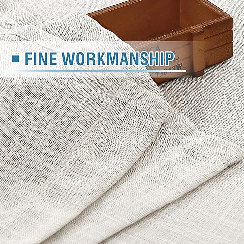 Miniatura 5 de H.VERSAILTEX Cortinas de lino natural mezclado con lino para sala de estar, cortinas texturizadas de lino con pestaña superior, cortinas de filtrado