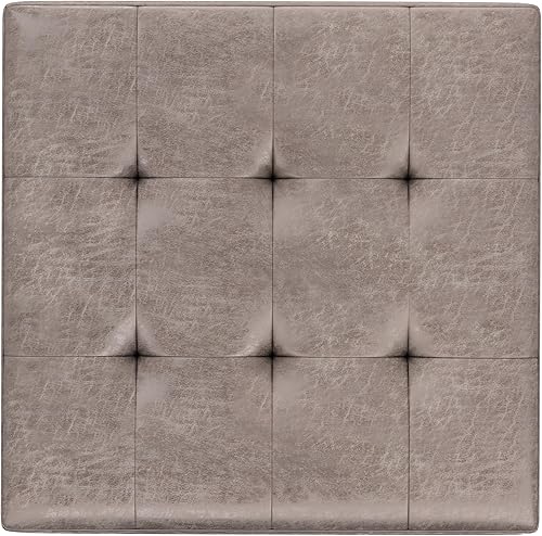 Miniatura 83 de SIMPLIHOME Shay - Otomana rectangular moderna de mediados de siglo de 48 pulgadas de ancho en piel sintética vegana envejecida, color marrón, Sillín