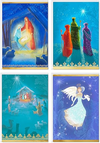 Hallmark Image Arts - Surtido de tarjetas de Navidad religiosas en caja, diseño de Belén pintado (4 diseños, 24 tarjetas y sobres) disponible en Yaxa Costa Rica