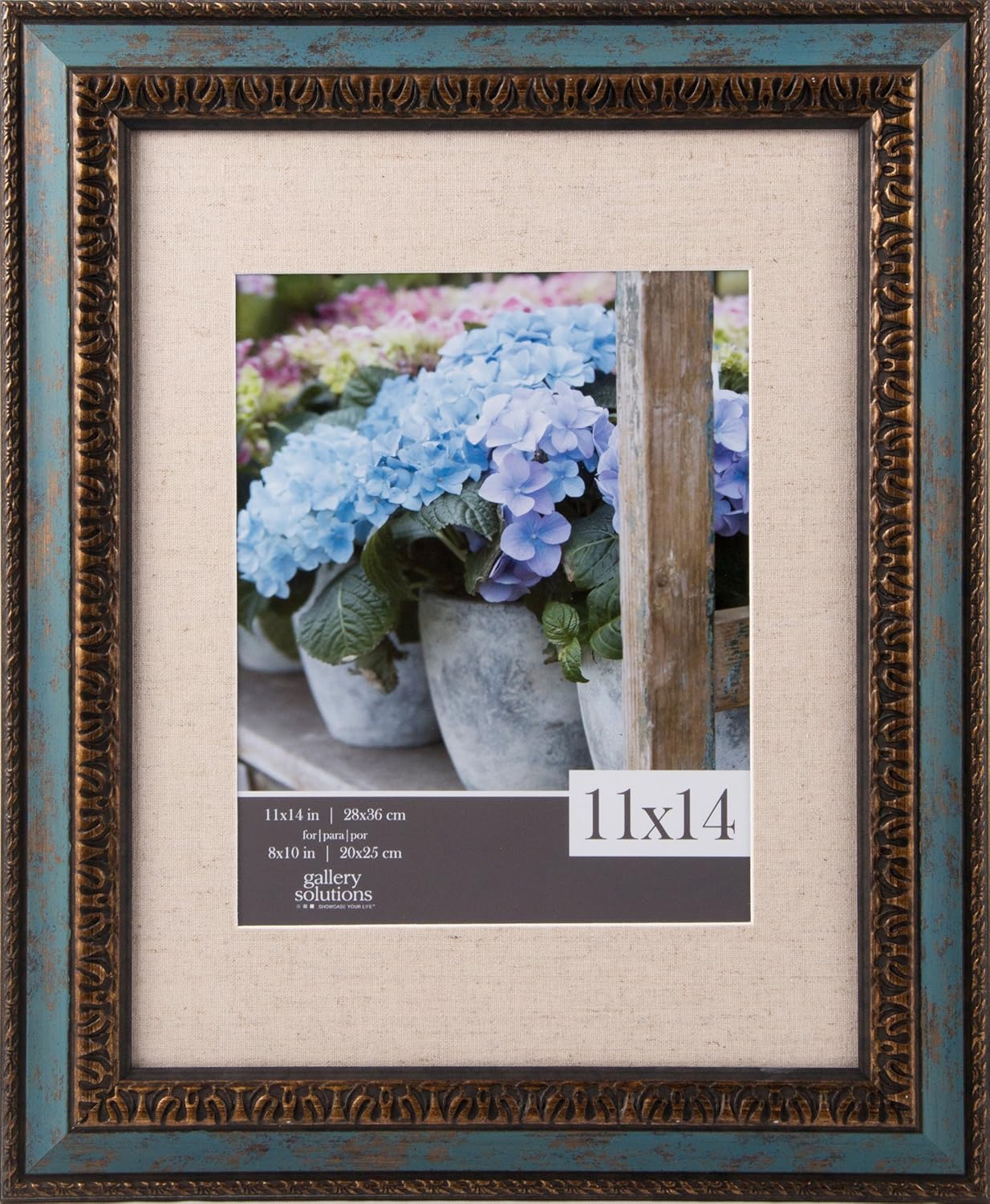 GALLERY SOLUTIONS 11x14 Distressed Turquoise & Antique Gold