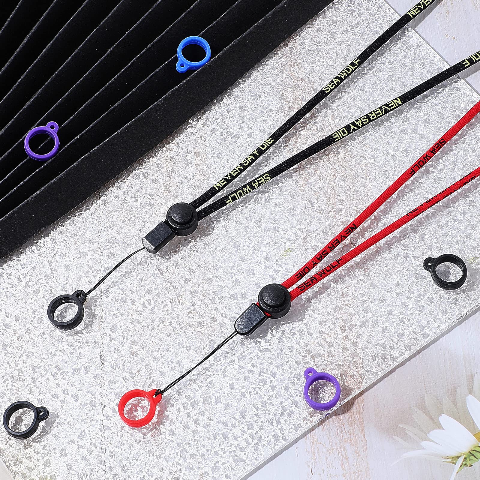 Amazon.com: 16 Pcs Anti Lost Lanyard Set Include 2 Necklace Lanyards Safety Neck  Strap with 14 Silicone Ring Soft Protective Ring (Black, Red) : Office  Products