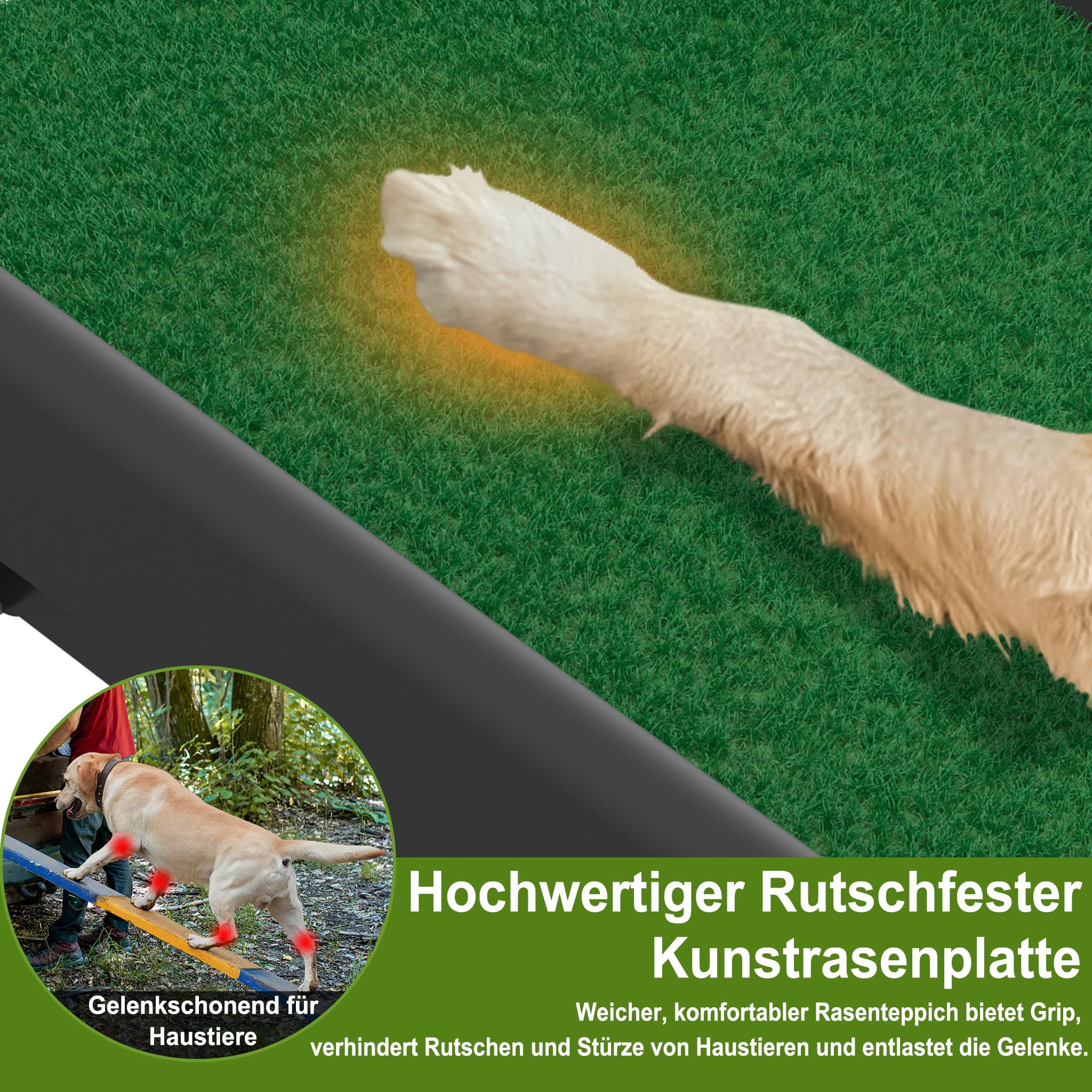 YRHome Hunderampe Auto klappbar 156 x 40cm Kunststoff Anti-Rutsch Autorampe Kofferraumrampe für Haustiere Hunde-Rampe Hundetreppe Einstiegshilfe für Kofferraum Robust bis 90 kg Grün