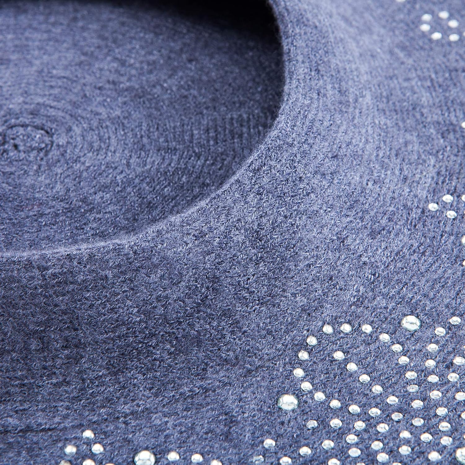 LADYBRO Rhinestone Beret Hats for Women 2 Layers Wool French Knit Cap Lady Winter Black - Image 7