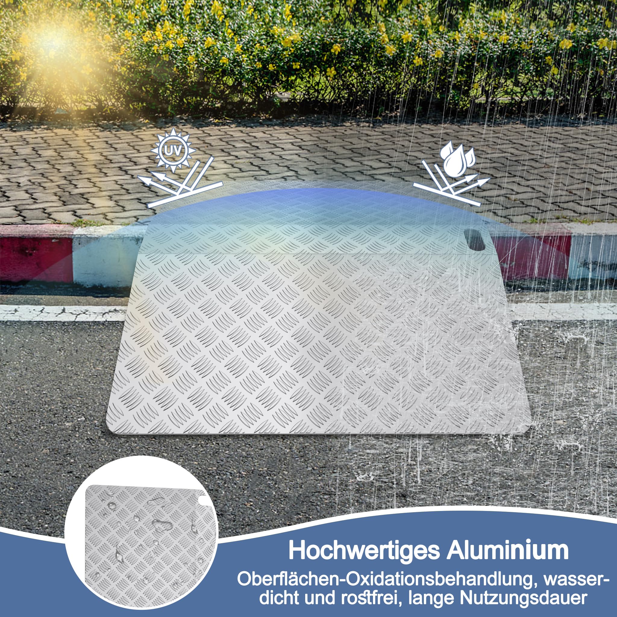 UISEBRT Türschwellenrampe Rollstuhlrampe Schwellenrampe,Aluminium Rampe Rollstuhl, Schwellenbrücke rutschfest Tragbare mit Griffe,Tragfähigkeit 270 kg (100 x 70 x 10 cm)