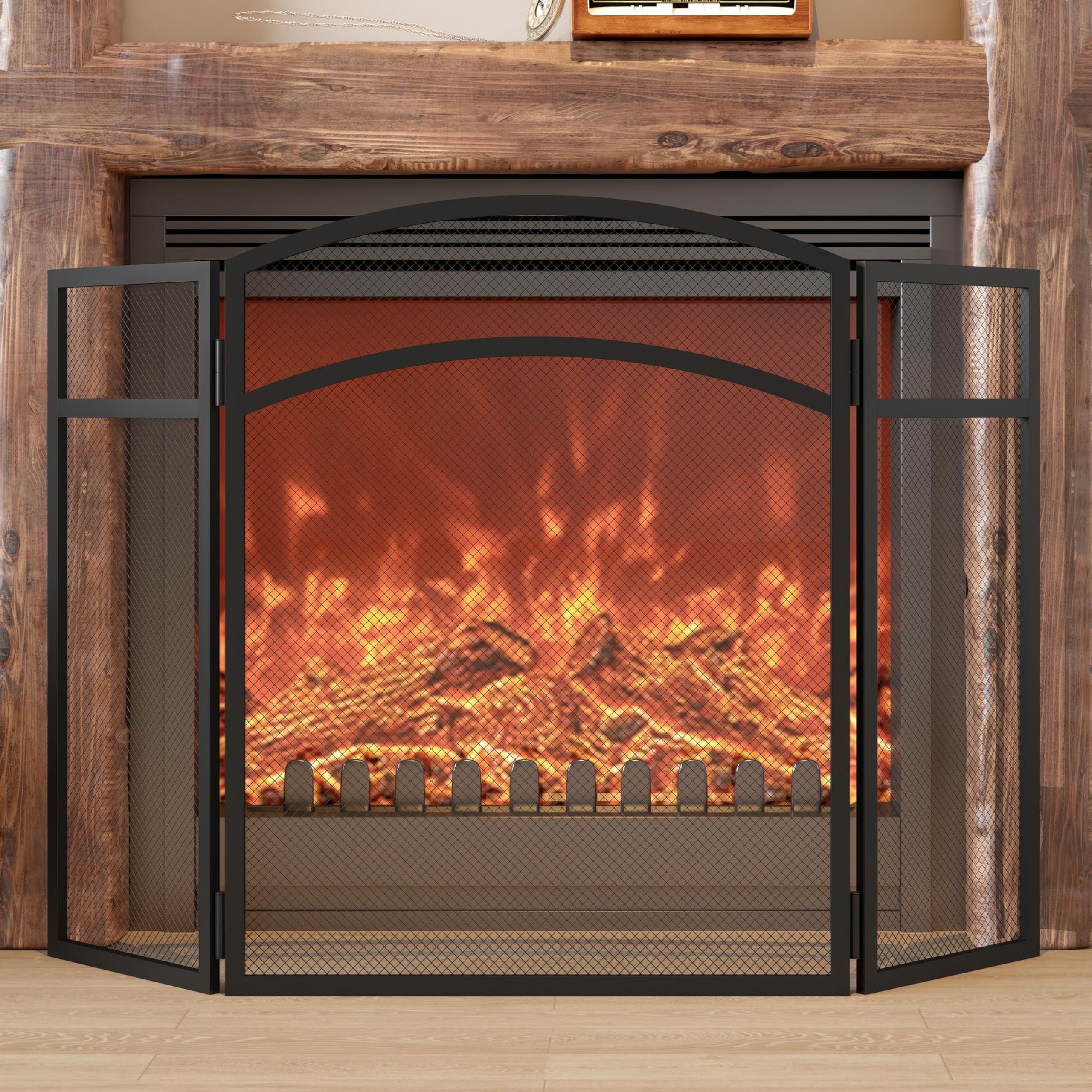 Kingson Pare-feu noir 96,5 x 61 cm pour poêles à bois sécurité bébés animaux