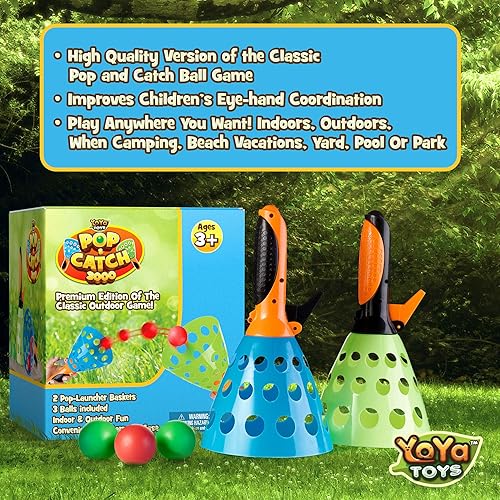 Miniatura 2 de YoYa Toys Juego de pelota Pop and Catch – Actividades de juego para niños en interiores y exteriores, juegos de atrapa para acampar, deportes de