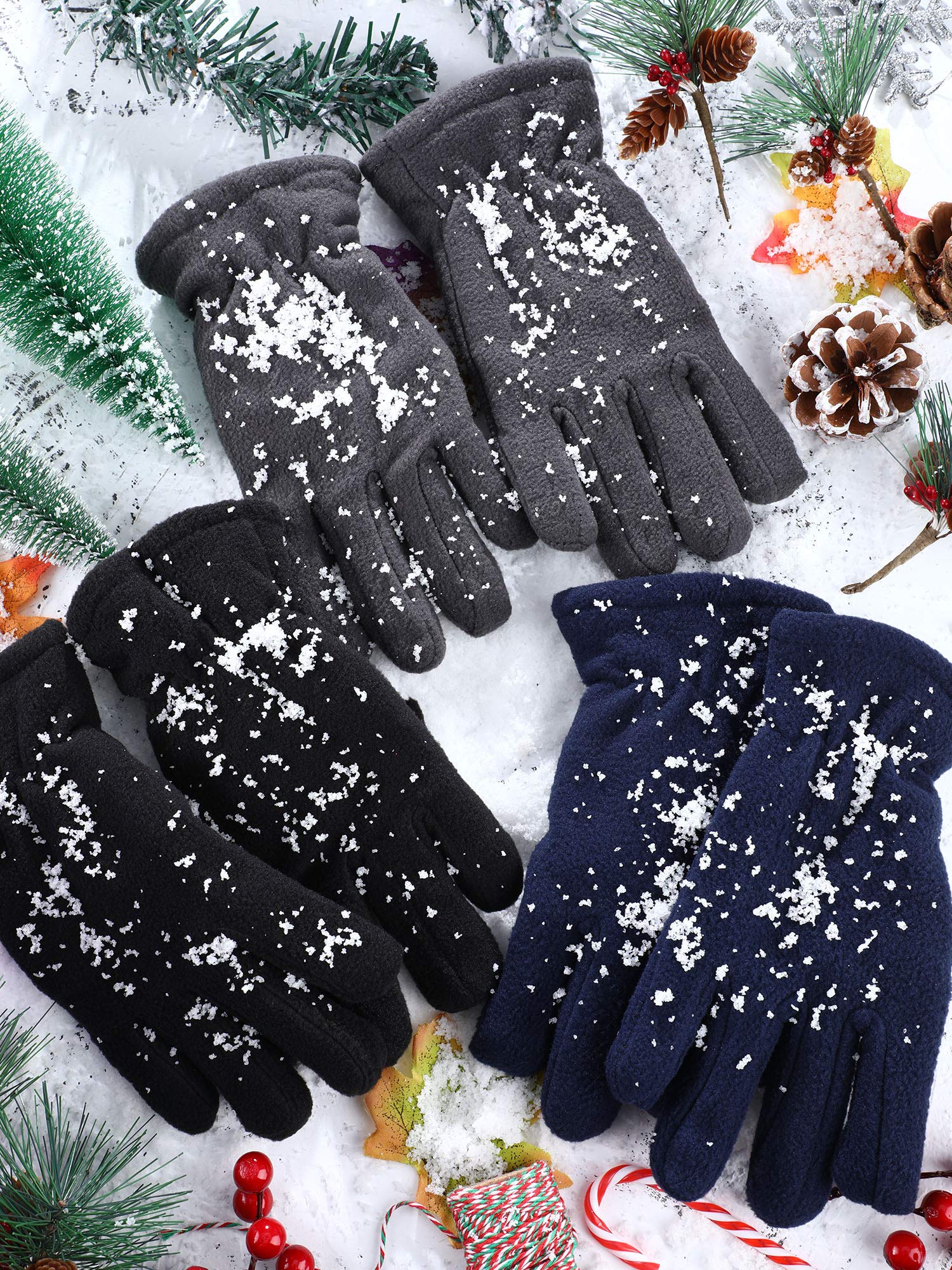 SATINIOR Kids Fleece Winter Gloves 3 Pairs Boys Magic Mittens Soft Warm Outdoor