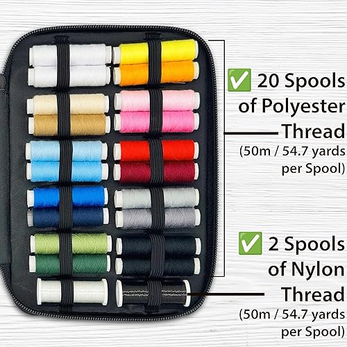 Miniatura 13 de Kit de costura fácil de usar para adultos y niños, kit de aguja e hilo con suministros de costura y accesorios para fijar botones y reparaciones