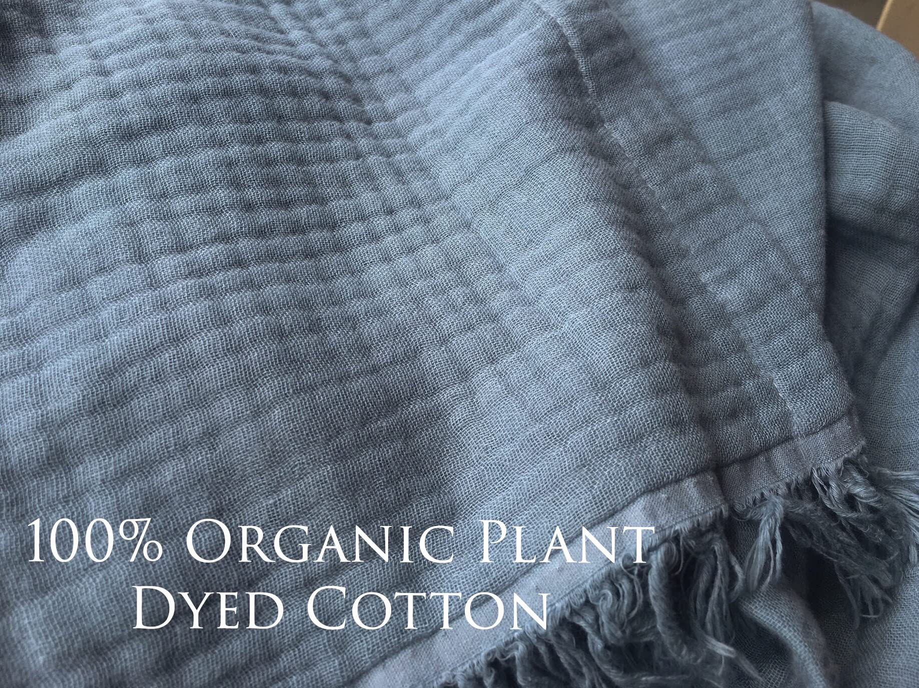 KyraHome 100% Organic Cotton 55"x60" Muslin Throw Blanket for Couch Sofa Adult Pre-Washed Plant Hand Dyed, Breathable Soft - Image 2