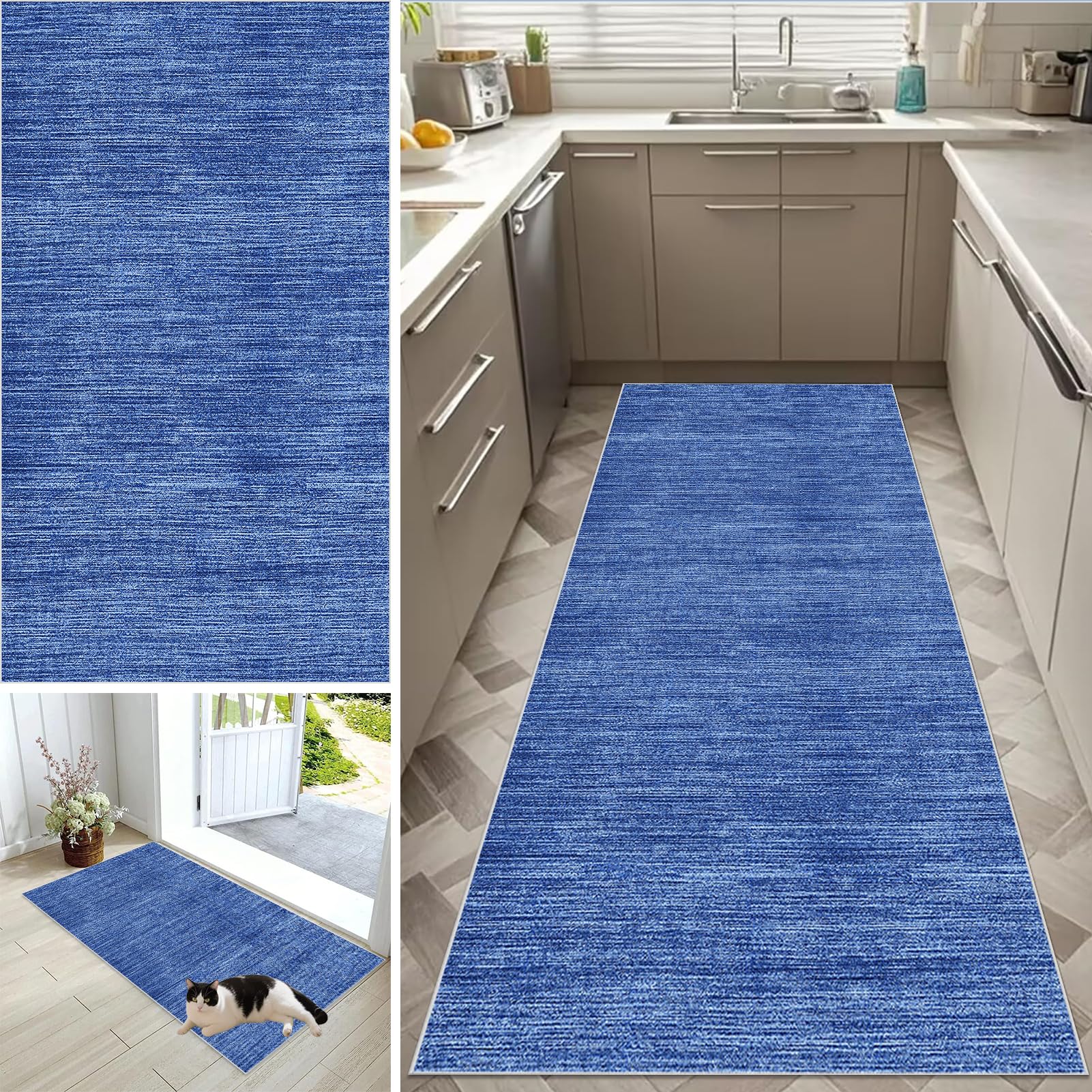 Loper Tapijt Lang antislip Keukentapijt Wasbaar Vloerkleed 90 x 350 cm Absorberend Keukenmat Woonkamer Tapijt Machinewasbaar Gangtapijt voor Hal Keuken Slaapkamer Gang Tapijtlopers